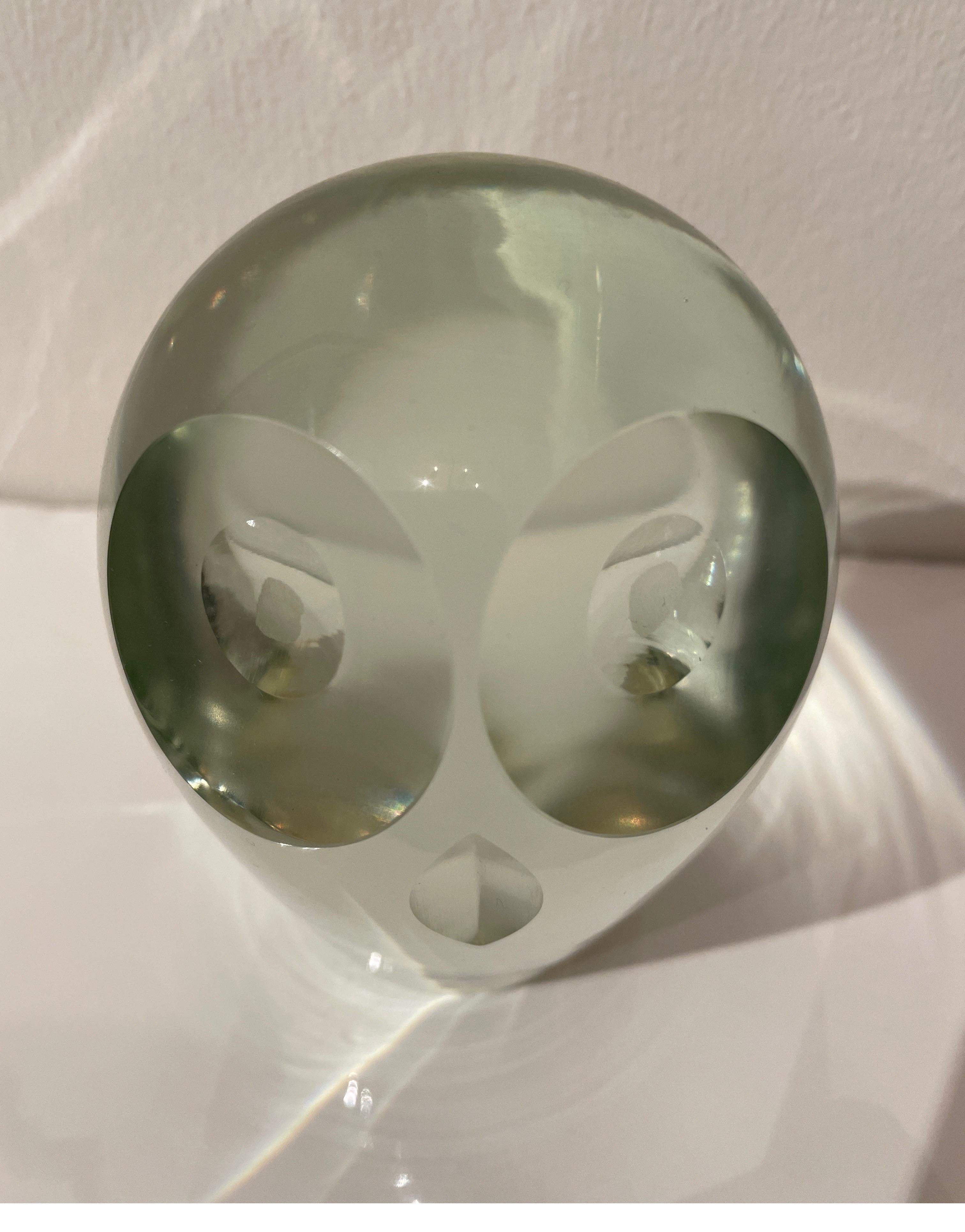 Vintage Glass Owl Paperweight For Sale 3