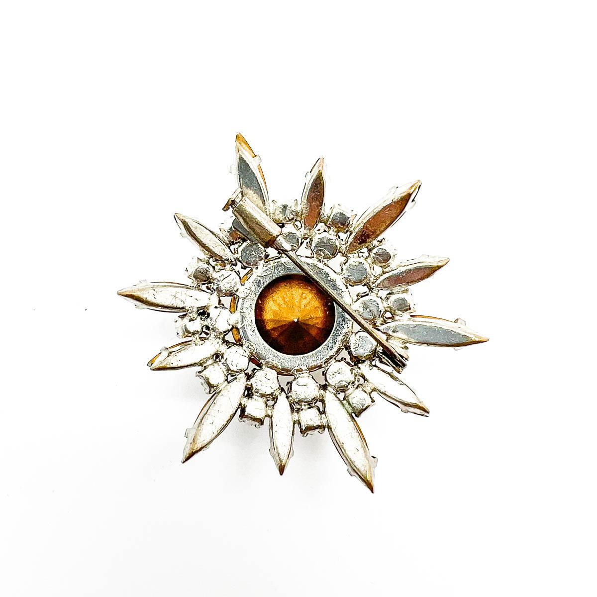 Vintage Glass Paste Starburst Brooch 1930s In Good Condition For Sale In Wilmslow, GB