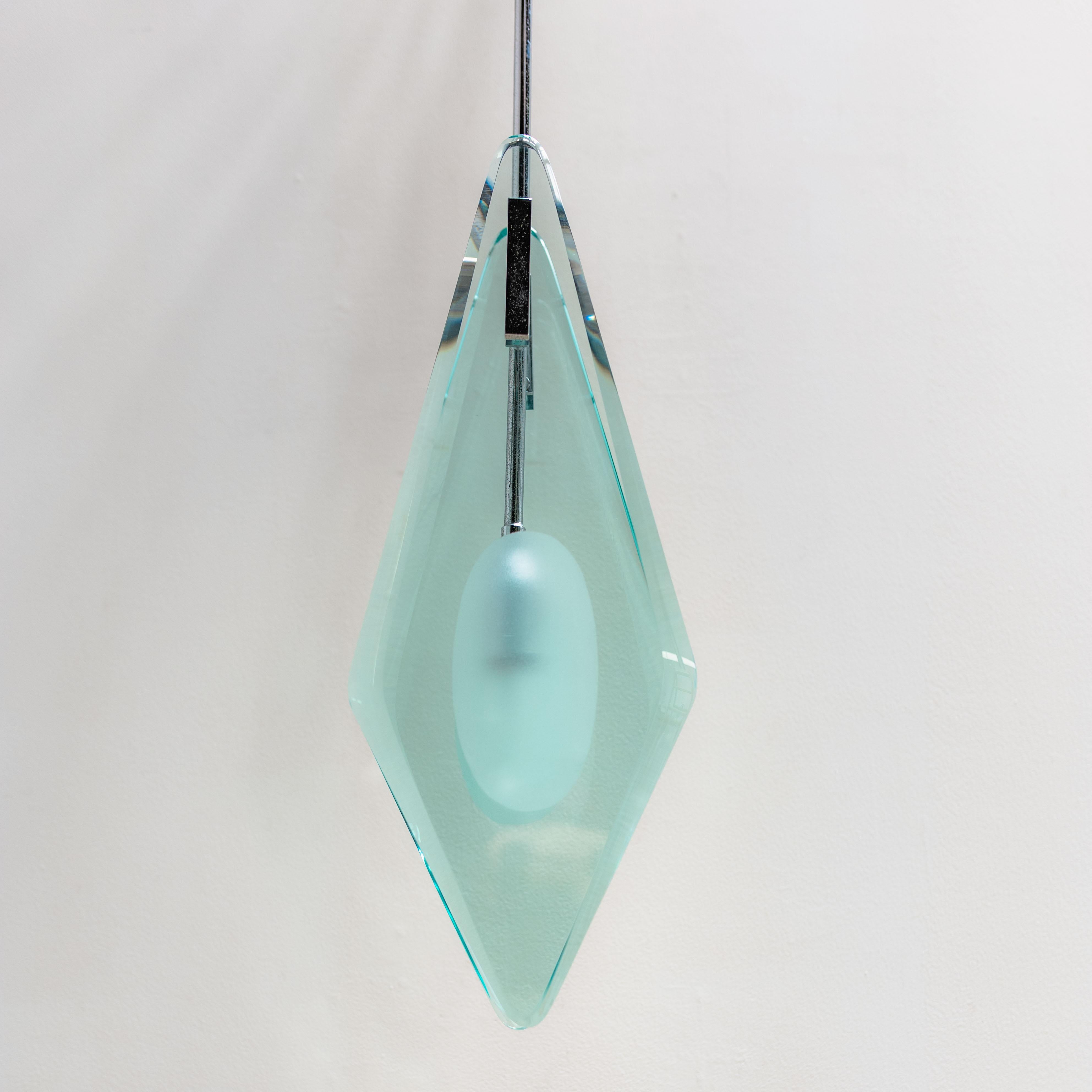 Lampada a sospensione in vetro vintage di Veca, Italia, anni '60 in vendita 1