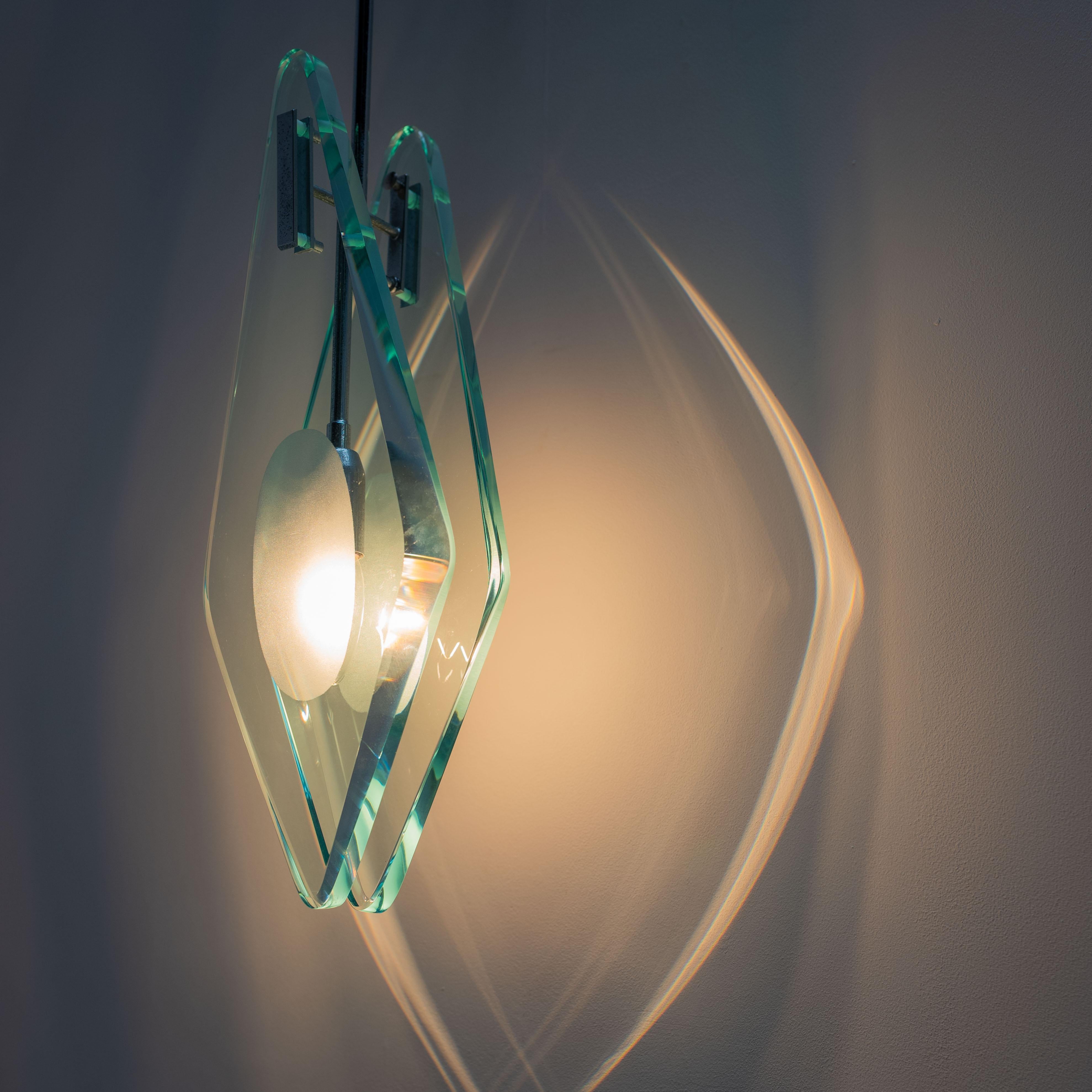 Lampada a sospensione in vetro vintage di Veca, Italia, anni '60 in vendita 3