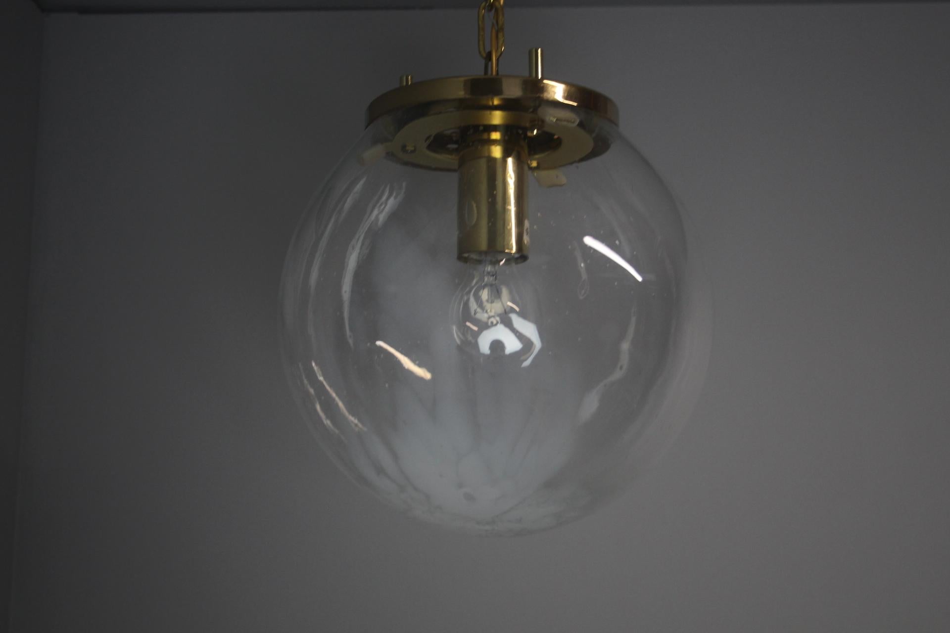 Ottone Lampada a sospensione in vetro vintage, Kamenický Šenov, anni '70. in vendita