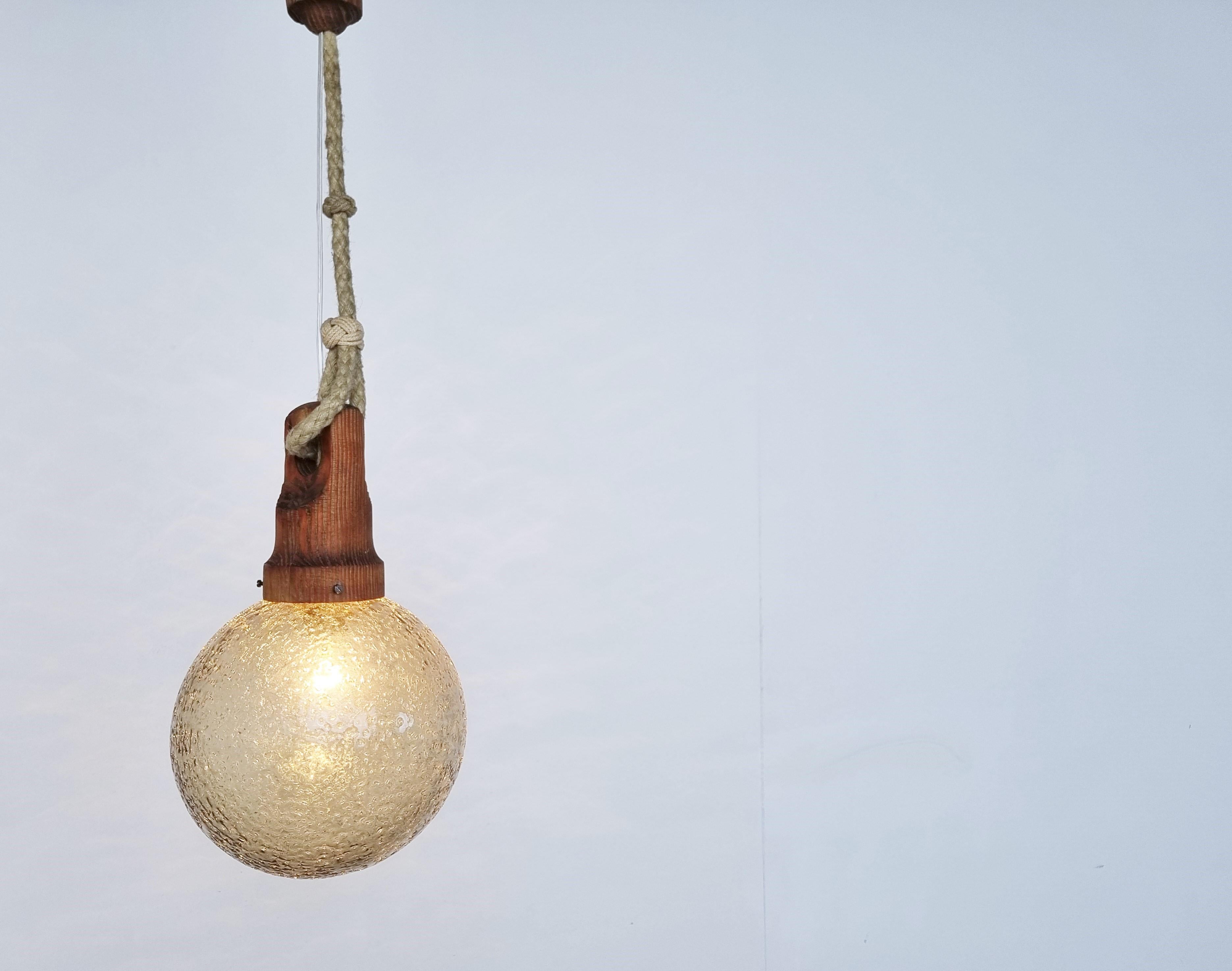 Rustic Vintage Glass Pendant Lights by Hustadt Leuchten, 1960s For Sale