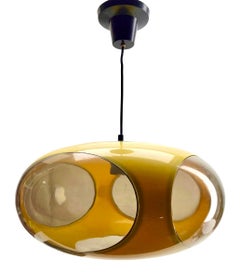 Vintage Glass Pendant Stem Lamp Light Massive Belgium 1960s