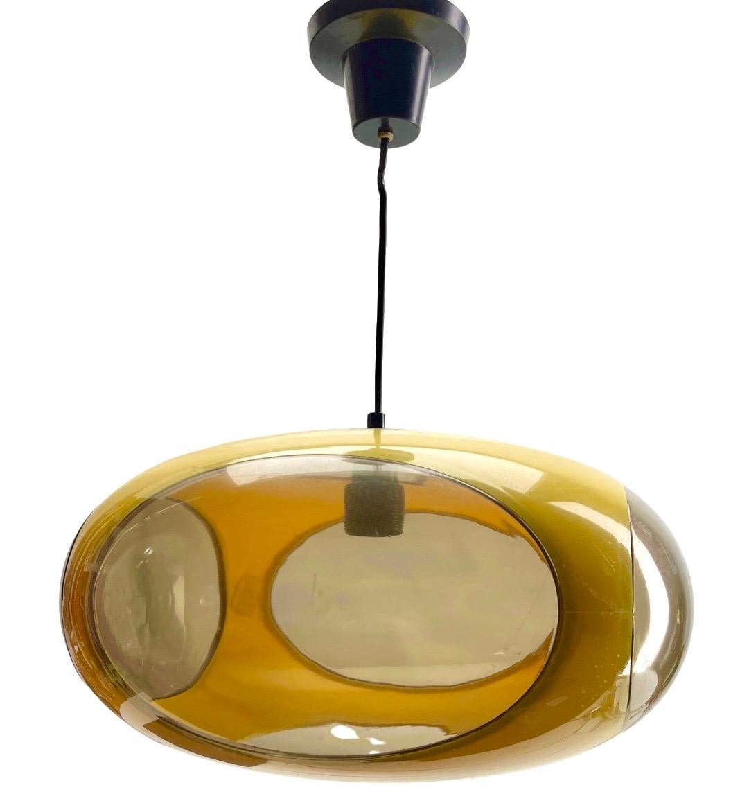 Space Age  Vintage Glass Pendant Stem Lamp Light Massive Belgium 1960s