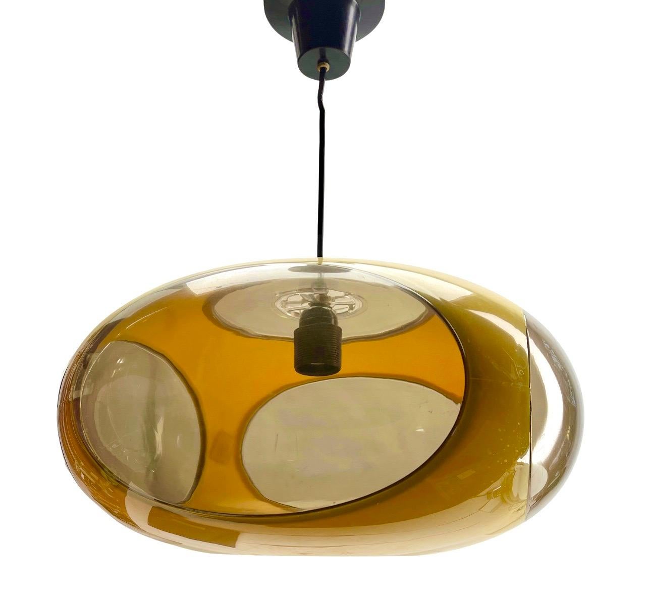 Belgian  Vintage Glass Pendant Stem Lamp Light Massive Belgium 1960s