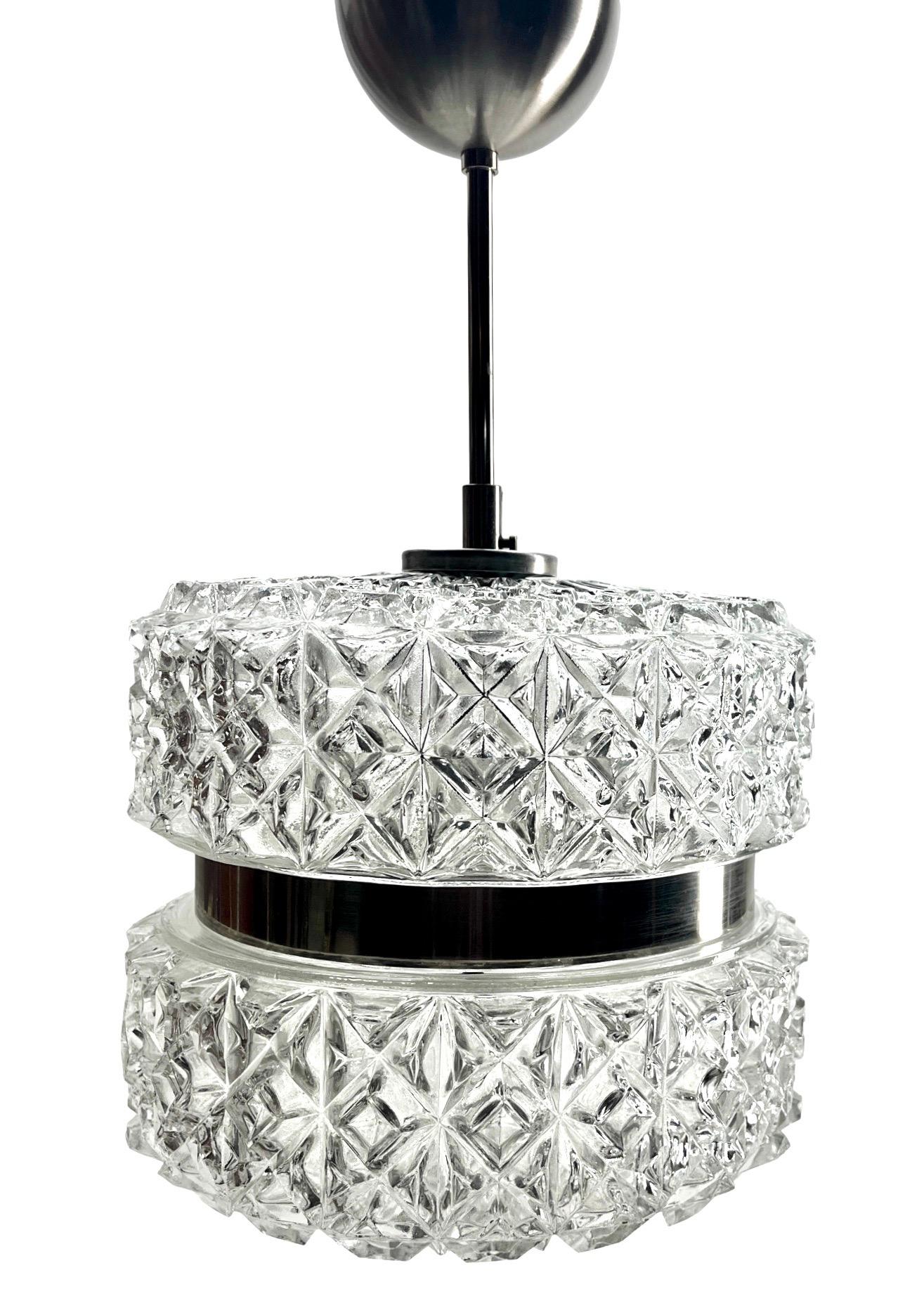 Mid-20th Century Vintage Glass Pendant Stem Lamp Light Massive Belgium 1960s For Sale