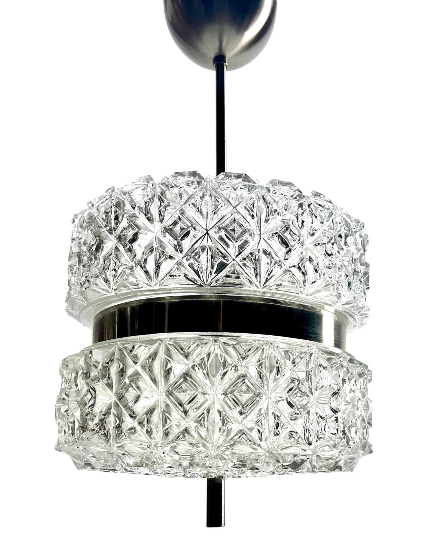  Vintage Glass Pendant Stem Lamp Light Massive Belgium 1960s For Sale 1
