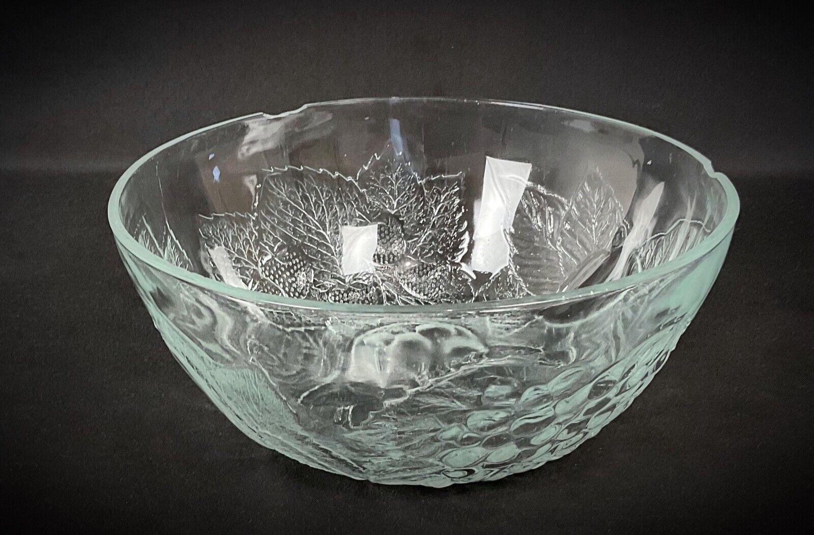 Ensaladera de cristal vintage con diseño de frutas grabado - 2Y456 siglo XX en venta
