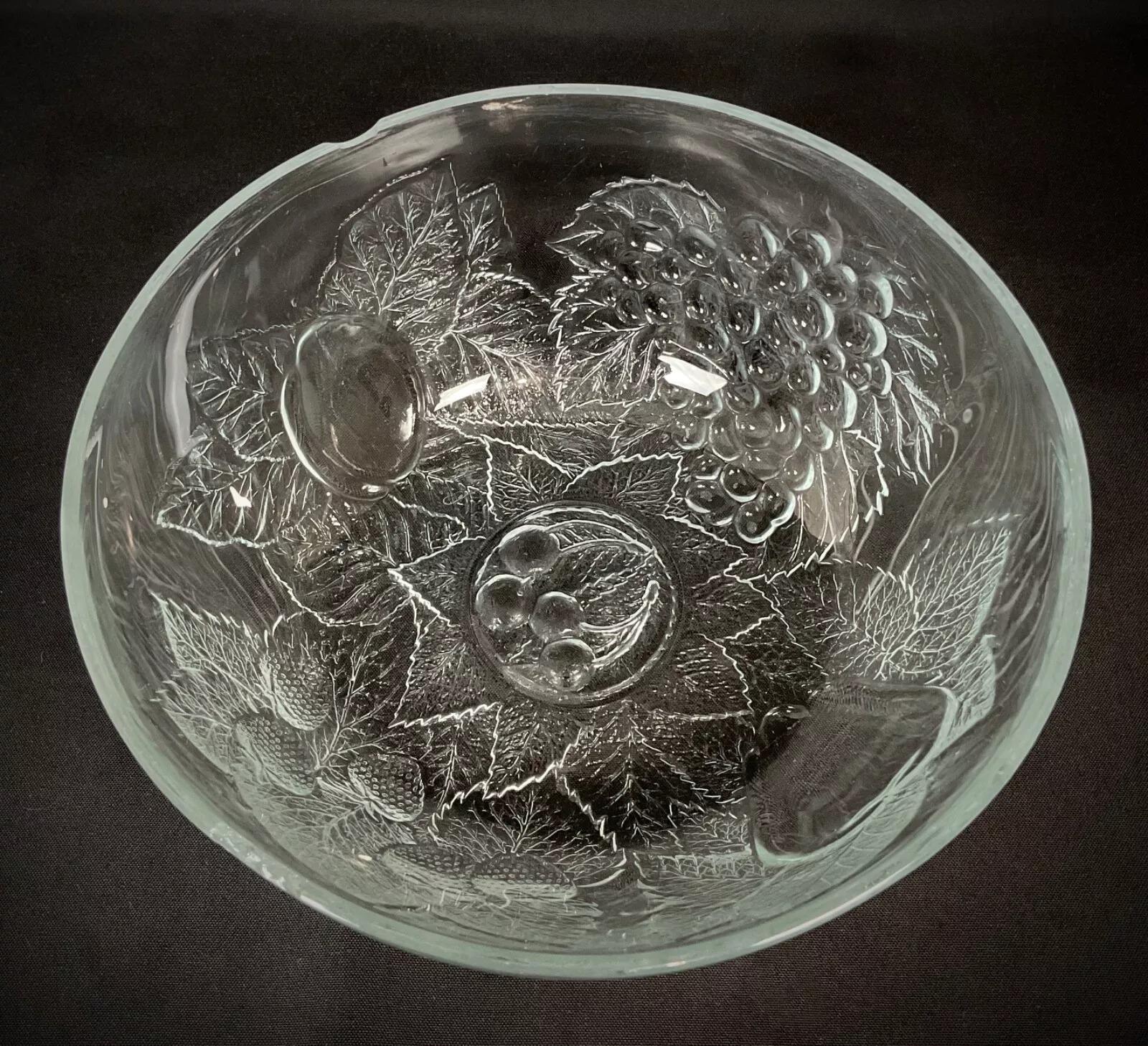 Ensaladera de cristal vintage con diseño de frutas grabado - 2Y456 Vidrio en venta