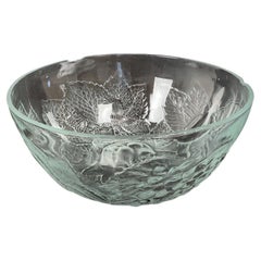 Saladier en verre vintage avec motif de fruits gravés - 2Y456