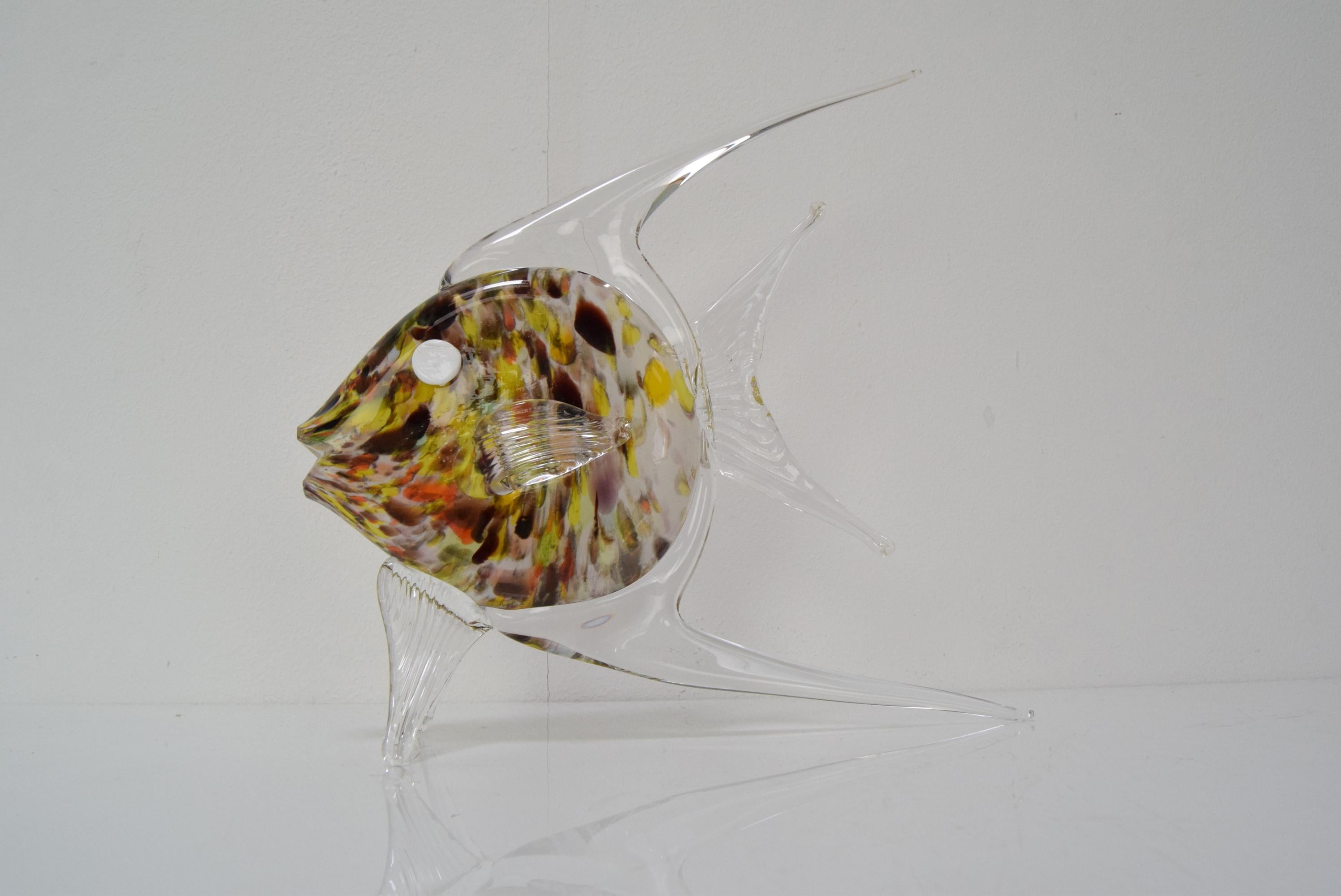 Late 20th Century Vintage Glass Scalar/Fish, Glasswork Novy Bor, 1970's.  For Sale
