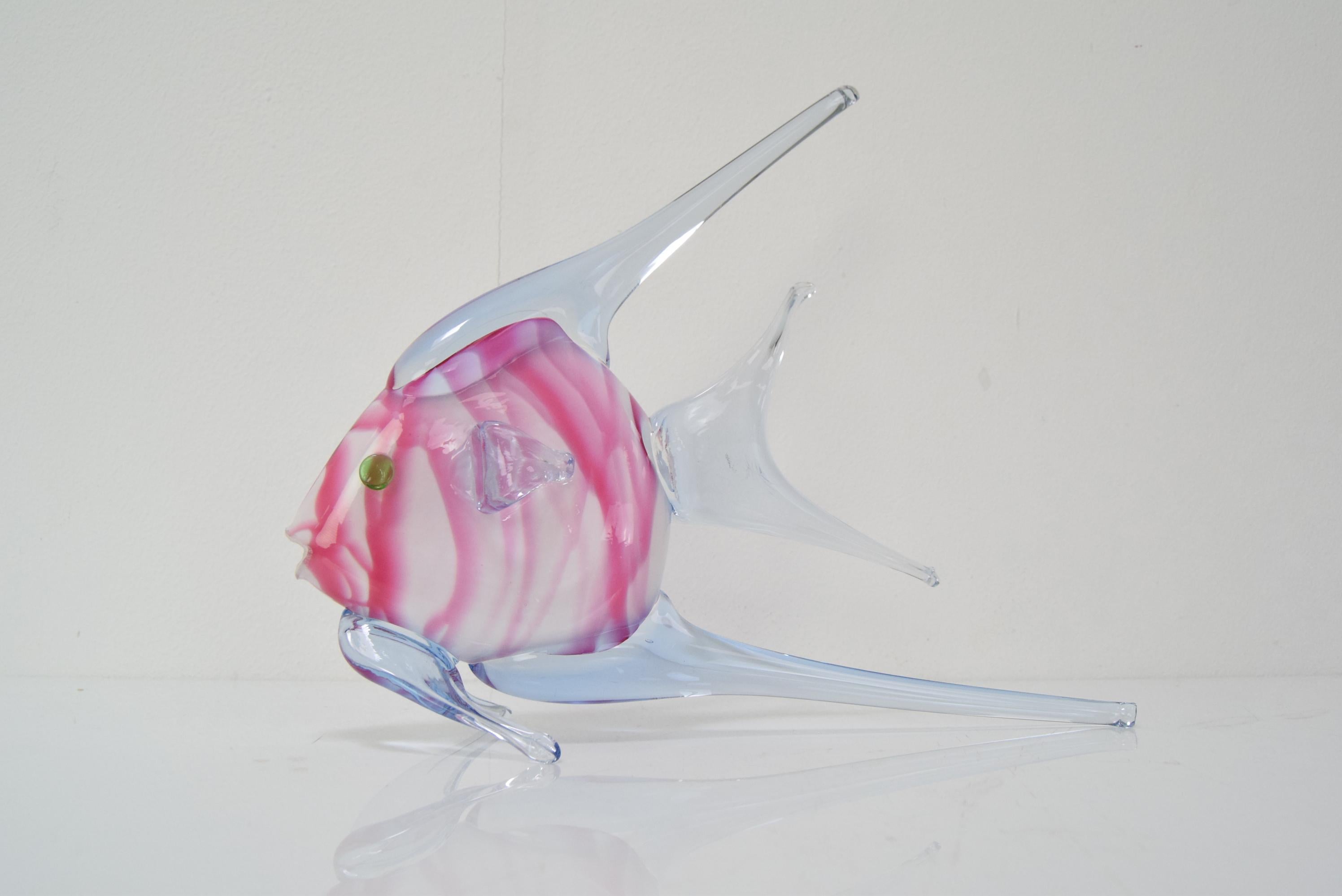 Czech Vintage Glass Scalar/Fish, Glasswork Novy Bor, 1970's.  For Sale