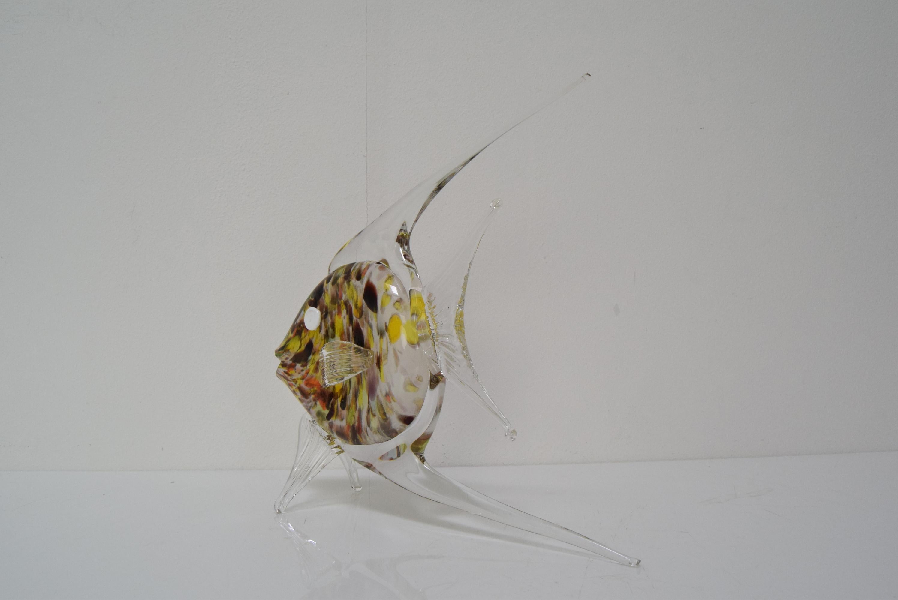 Art Glass Vintage Glass Scalar/Fish, Glasswork Novy Bor, 1970's.  For Sale