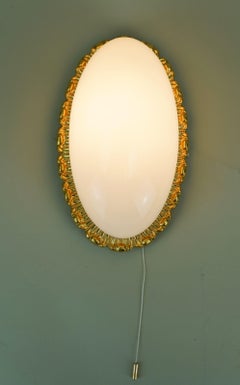 vintage glass SCONCE wall light limburg A 234 opaline glass gilt aluminum 70/80s