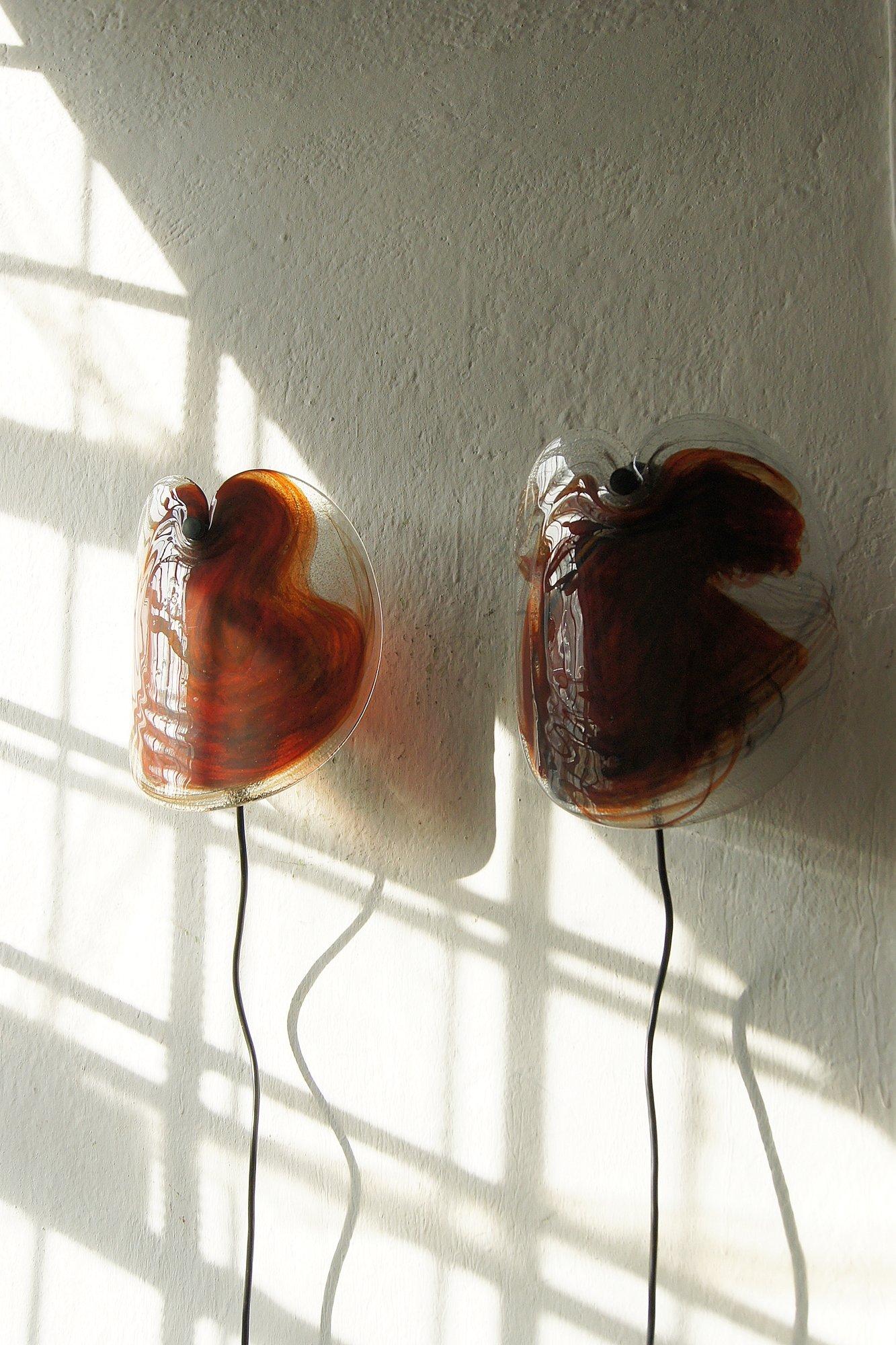 Vintage Glass Sconces by Per Lutken for Holmegaard, 1970s, Set of 2 In Good Condition For Sale In KUTNO, PL