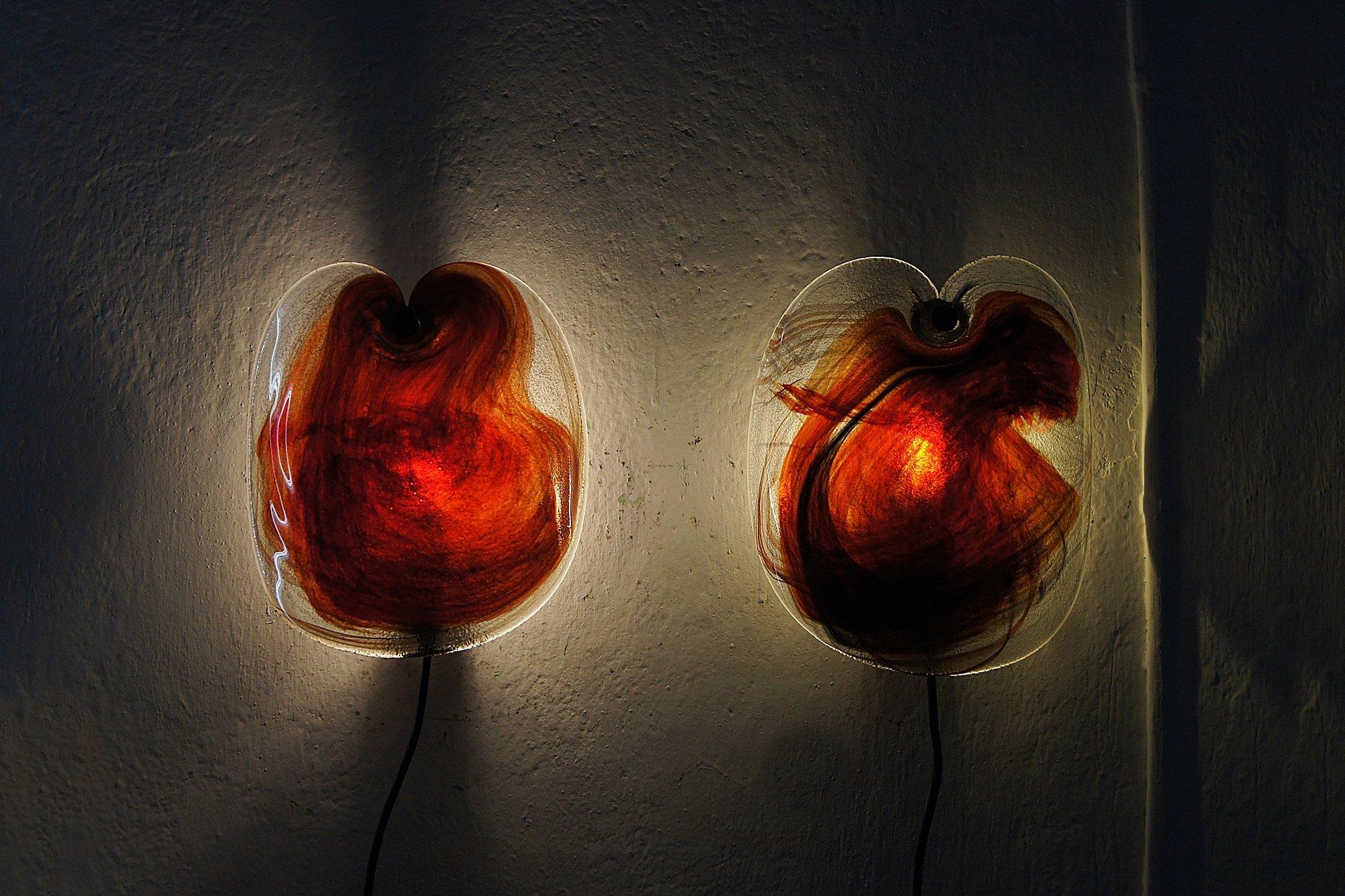 Vintage Glass Sconces by Per Lutken for Holmegaard, 1970s, Set of 2 For Sale 2