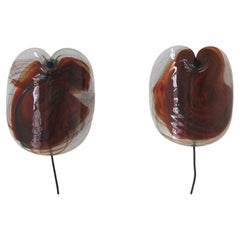 Vintage Glass Sconces by Per Lutken for Holmegaard, 1970s, Set of 2