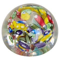 Vintage Glass Scrambled Cane Paperweight