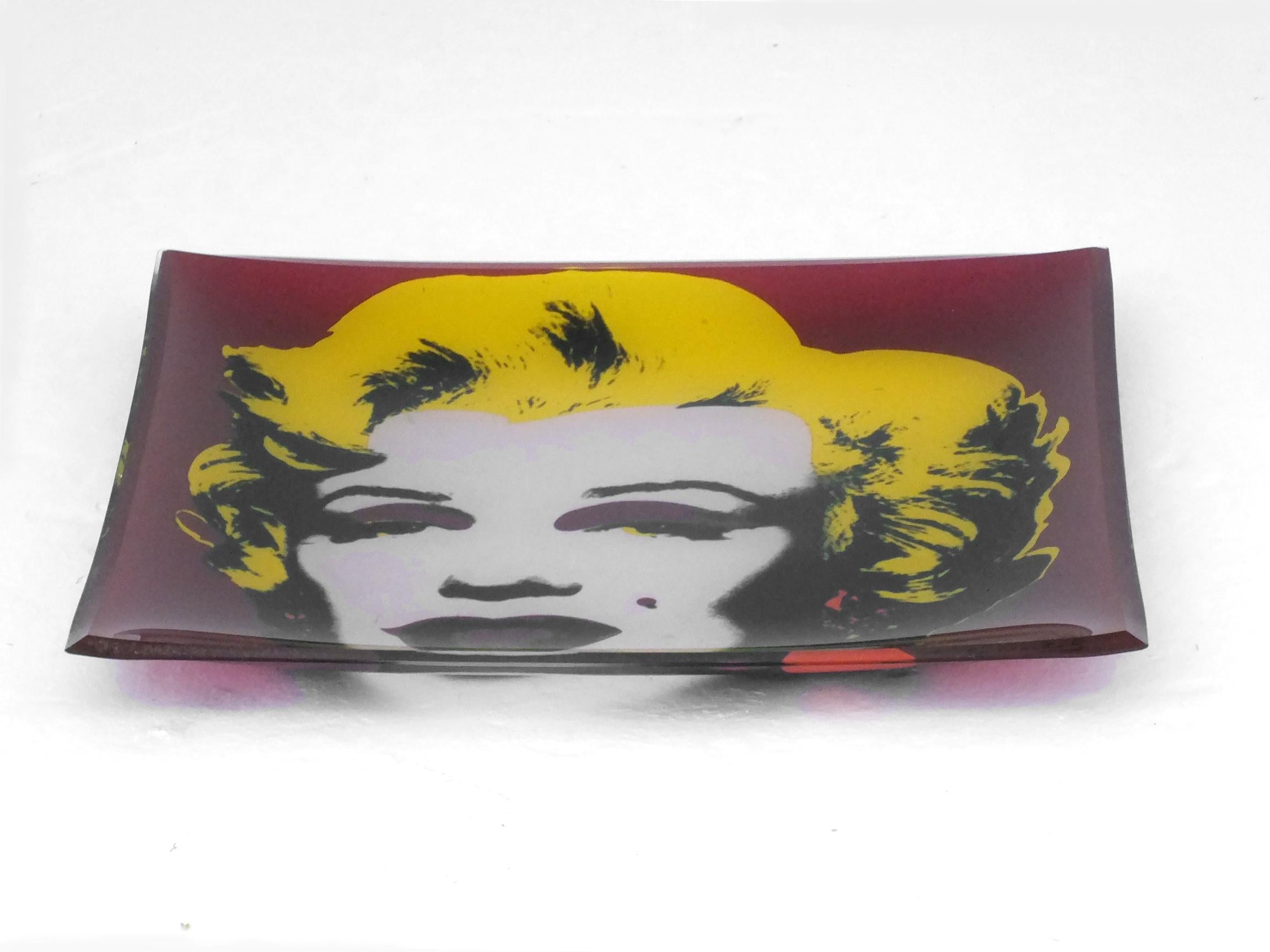Modern Vintage Glass Square Plate Rosenthal Marilyn Monroe Celebrity Series Andy Warhol For Sale