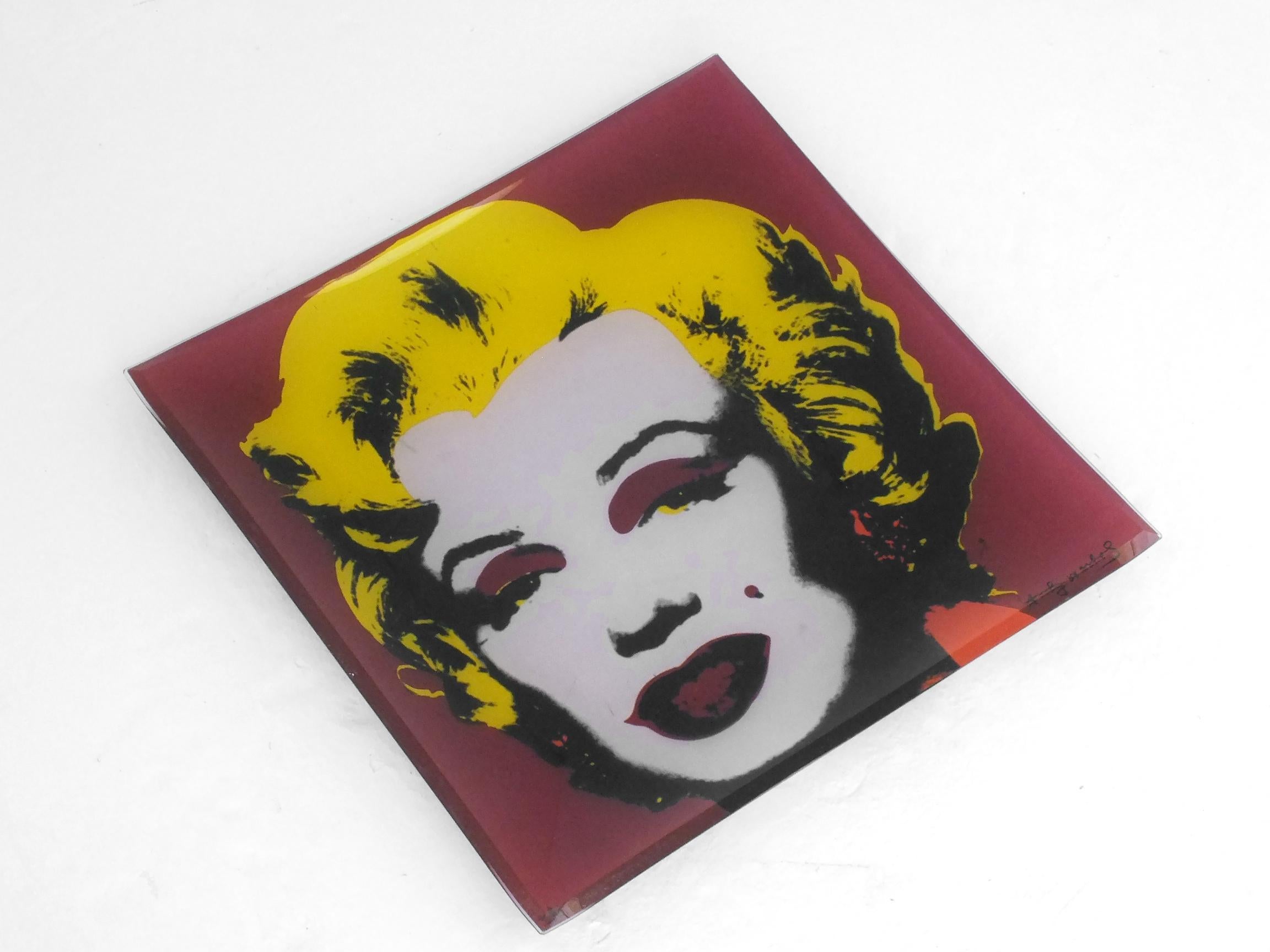 Art Glass Vintage Glass Square Plate Rosenthal Marilyn Monroe Celebrity Series Andy Warhol For Sale