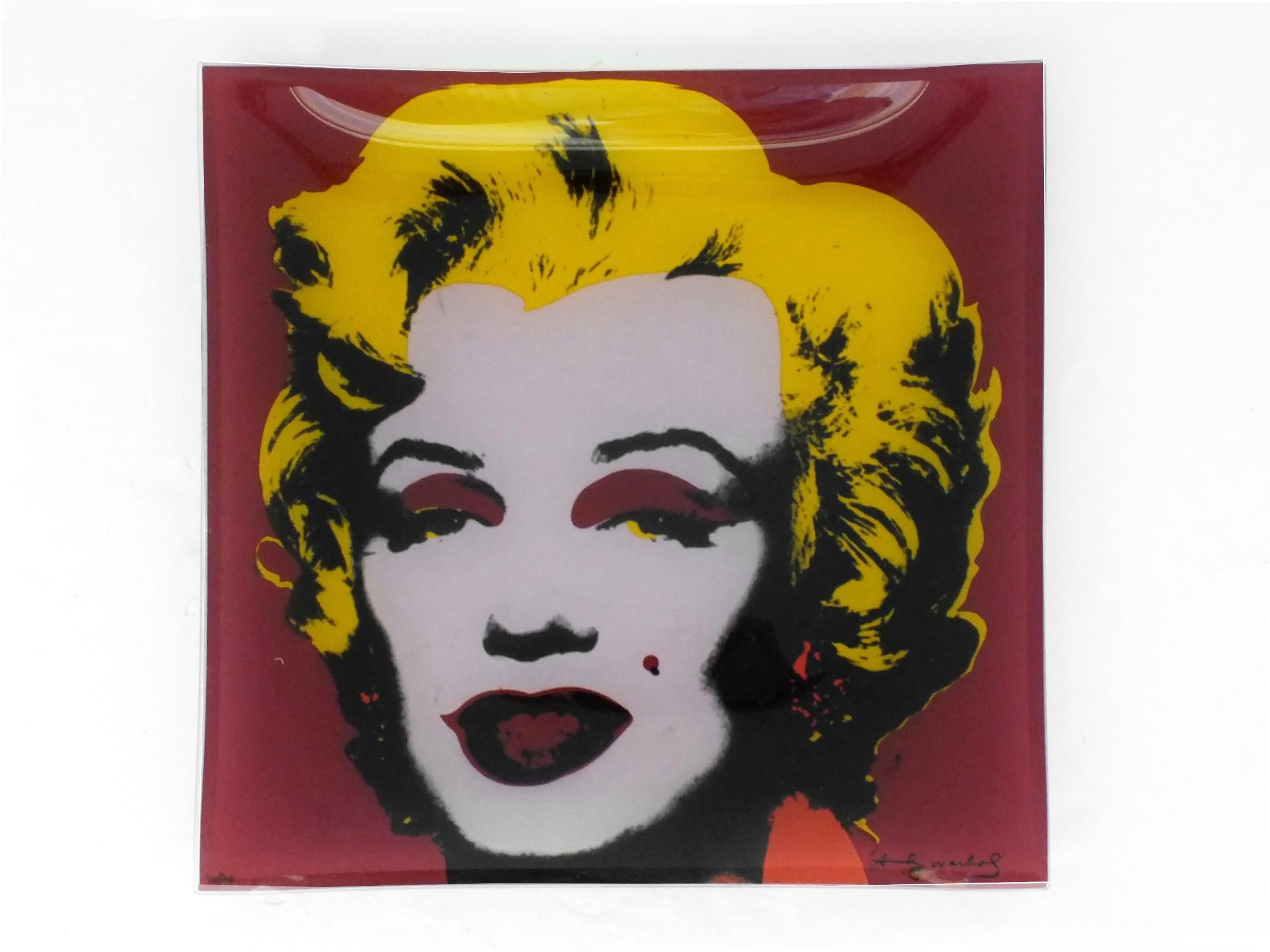 Vintage Glass Square Plate Rosenthal Marilyn Monroe Celebrity Series Andy Warhol For Sale 1