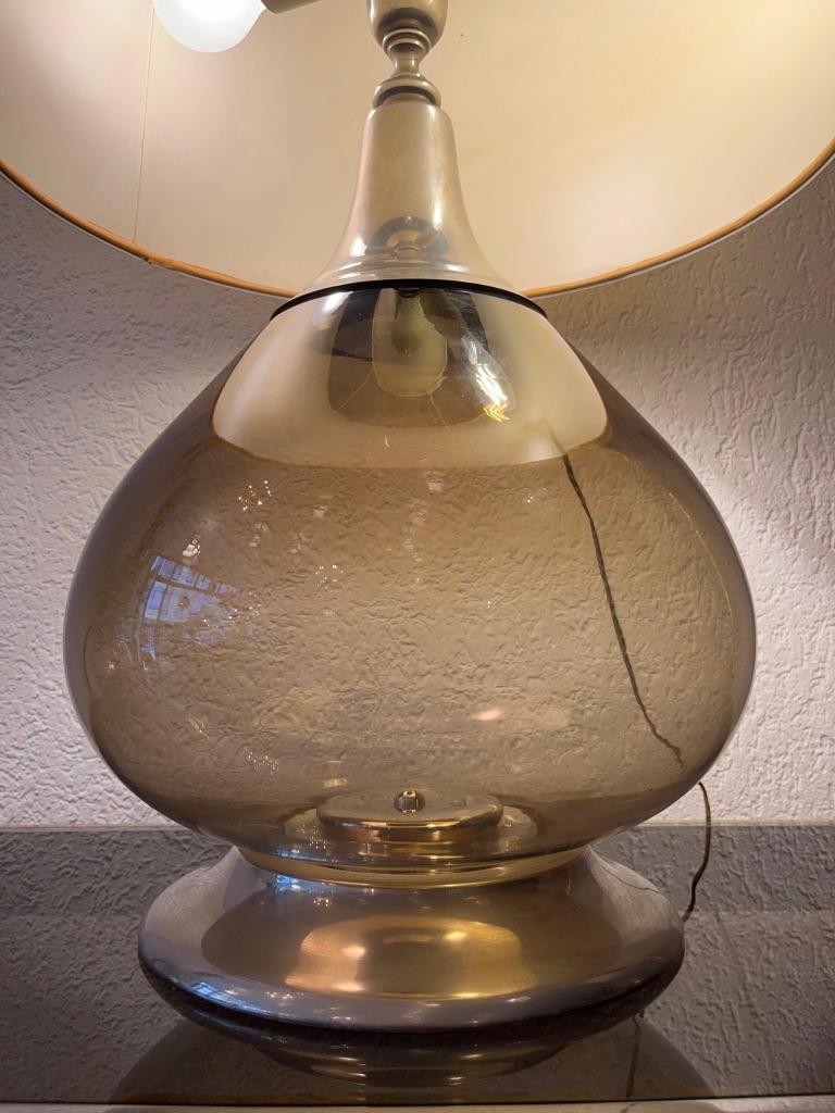 Late 20th Century Vintage Glass & Steel Table Lamp, Italy, Ca. 1970s For Sale