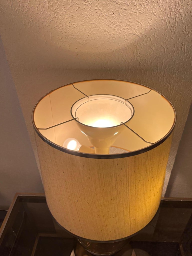 Vintage Glass and Steel Table Lamp, Italy, Ca. 1970s For Sale at 1stDibs