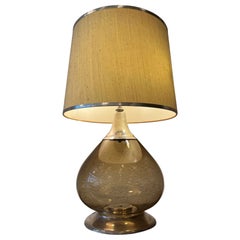 Lampada da tavolo vintage in vetro e acciaio, Italia, ca. 1970s