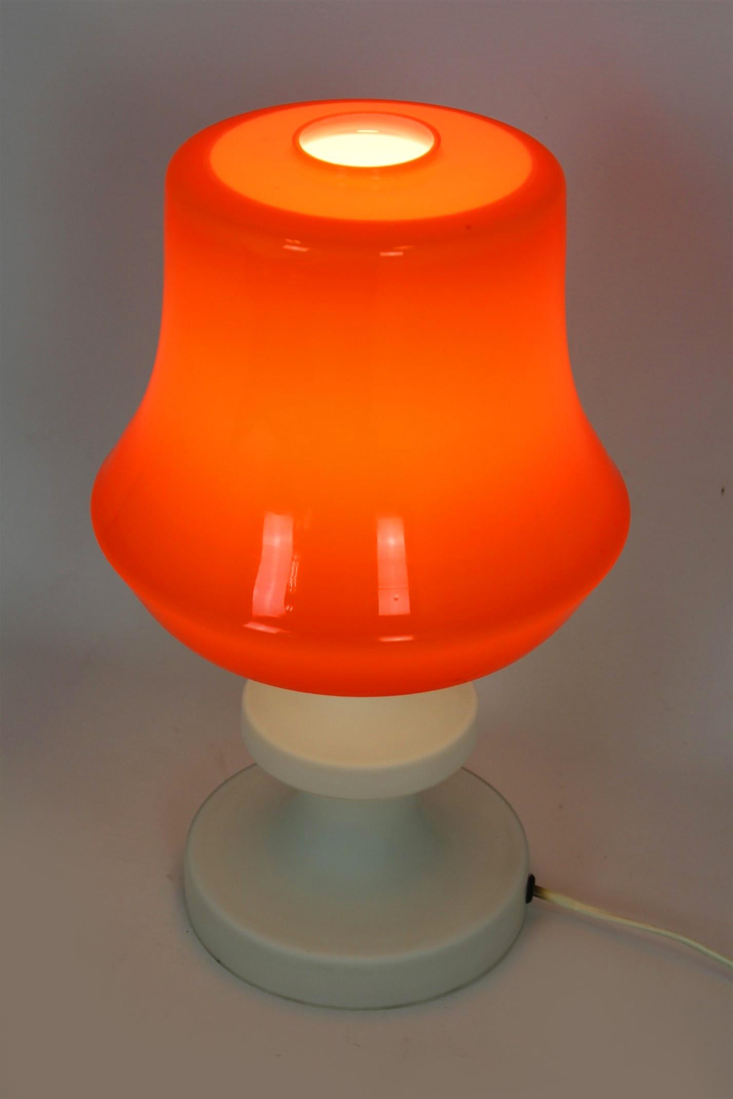 Vintage Glass Table Lamp from Osvětlovací Sklo, 1970s For Sale 8