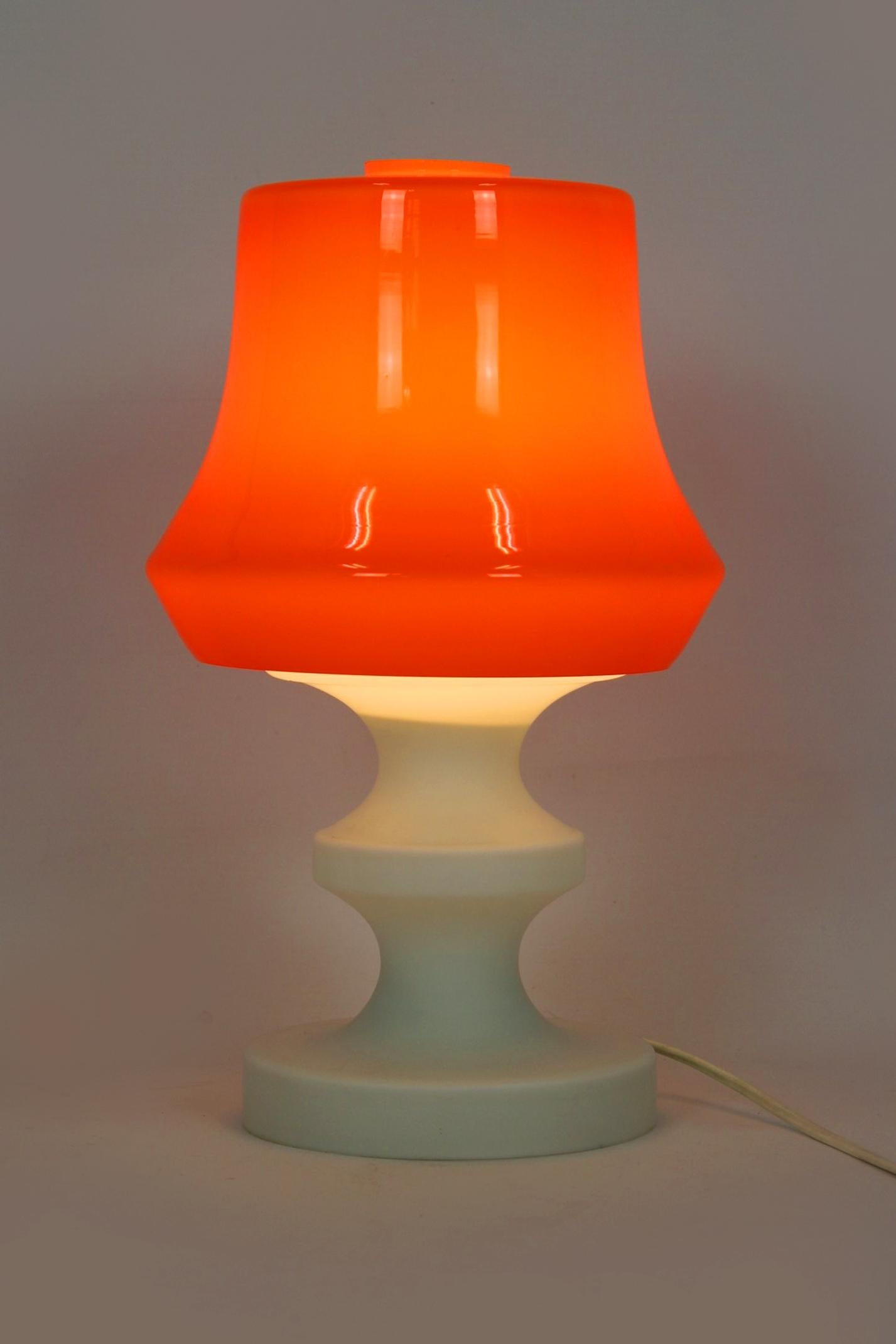 Mid-Century Modern Vintage Glass Table Lamp from Osvětlovací Sklo, 1970s For Sale