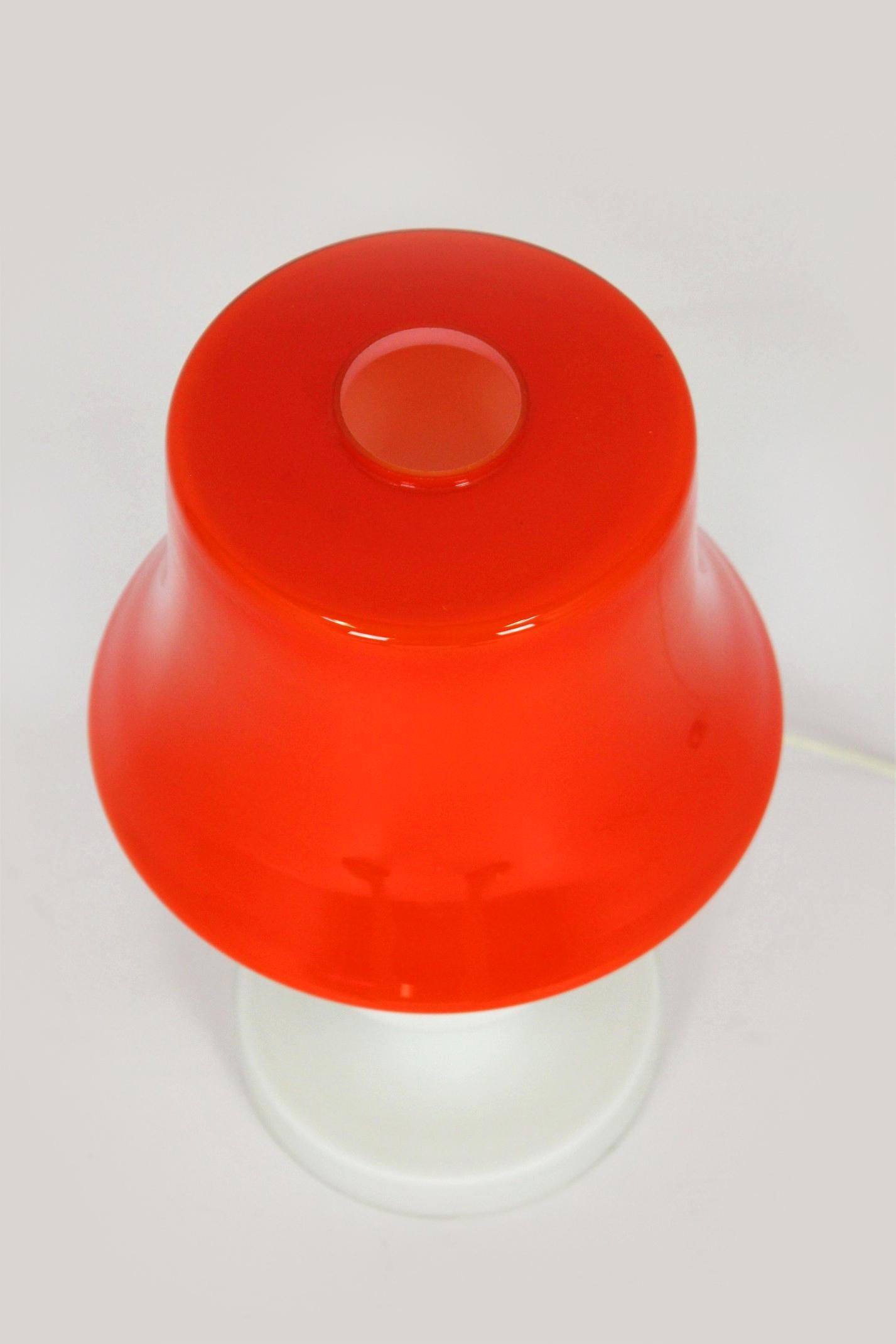 Vintage Glass Table Lamp from Osvětlovací Sklo, 1970s For Sale 2
