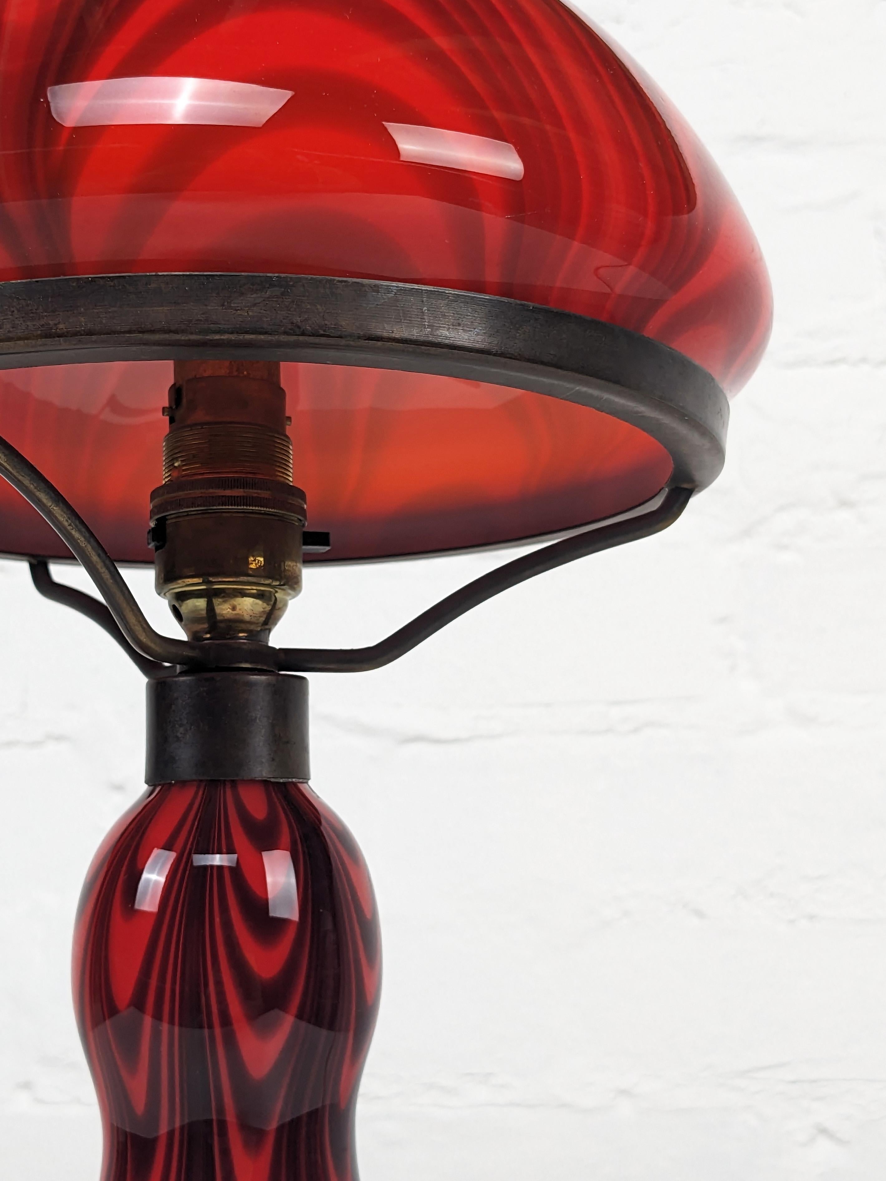 Vintage glass table lamp in the style of La Rochere, 1960s mid-century, original For Sale 1