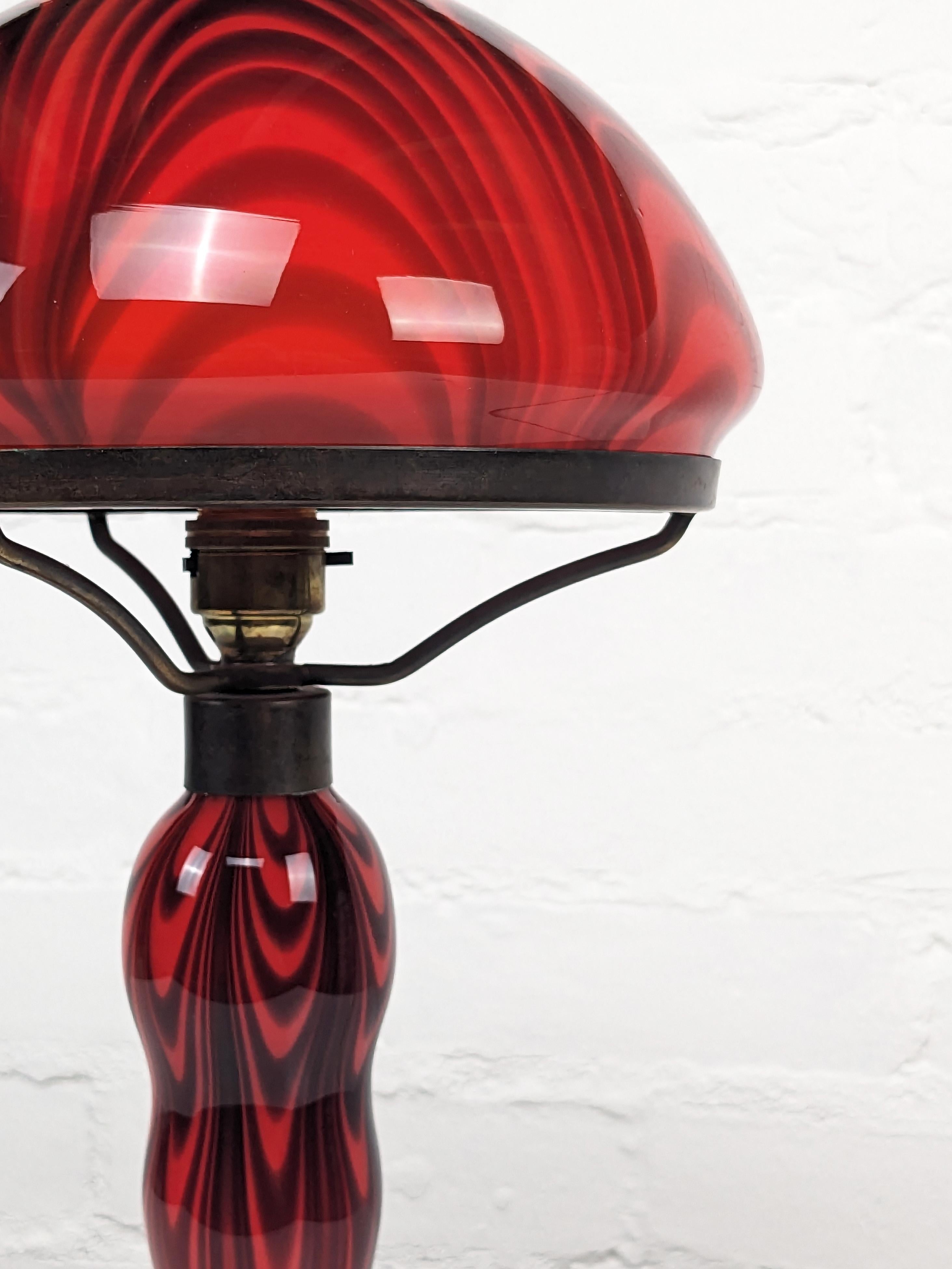 Vintage glass table lamp in the style of La Rochere, 1960s mid-century, original For Sale 2