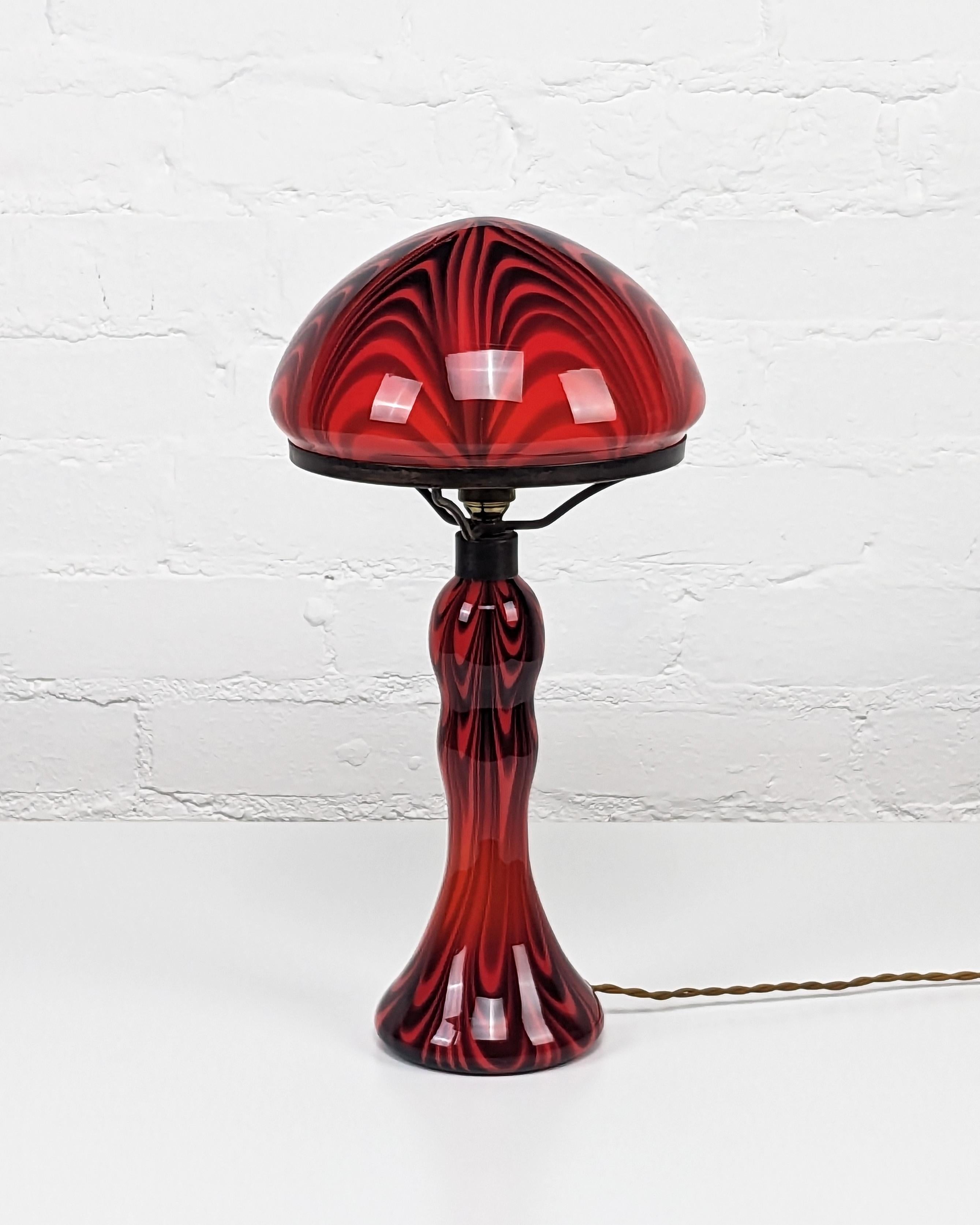 Vintage glass table lamp in the style of La Rochere, 1960s mid-century, original For Sale 4