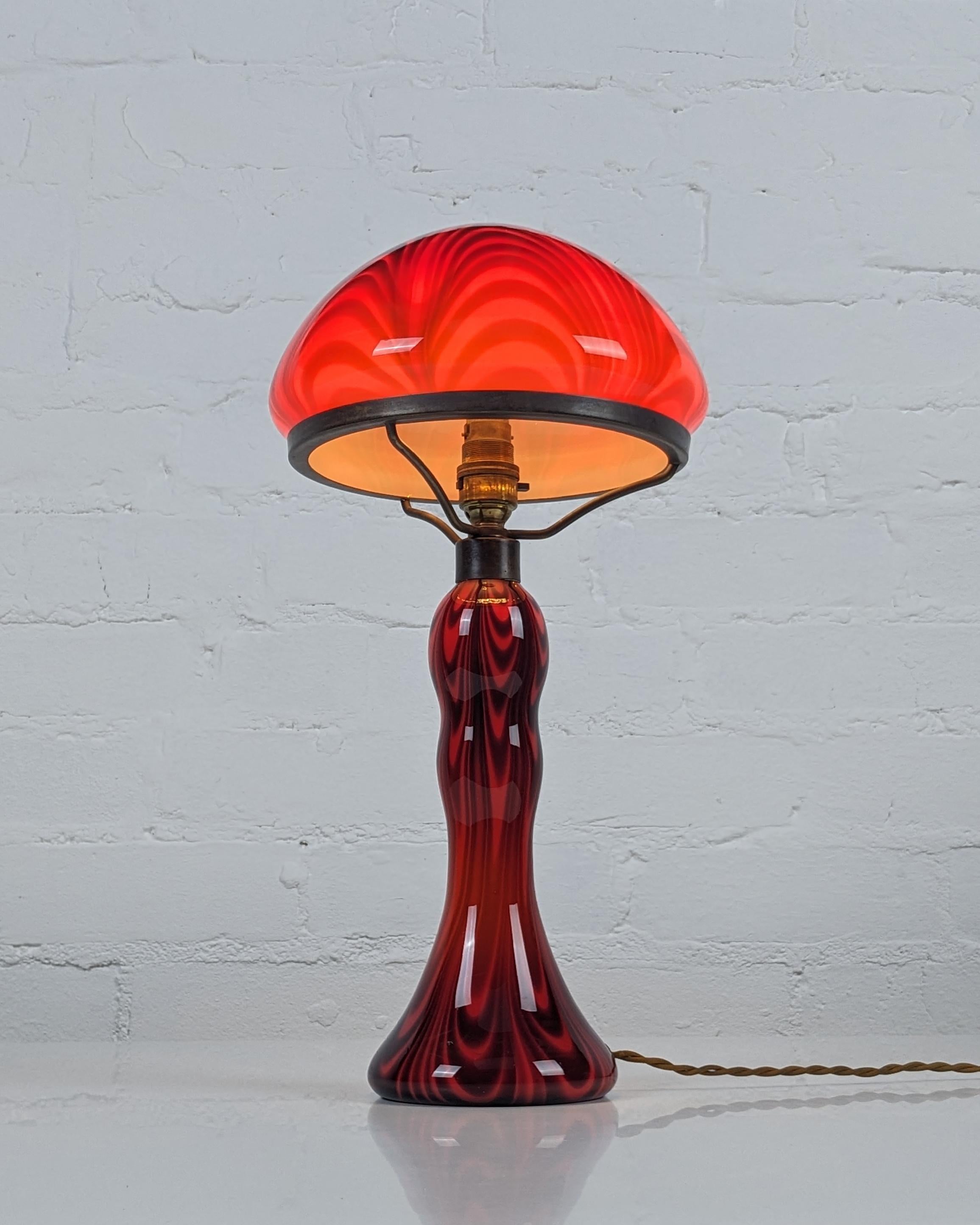 Mid-Century Modern Vintage glass table lamp in the style of La Rochere, 1960s mid-century, original For Sale