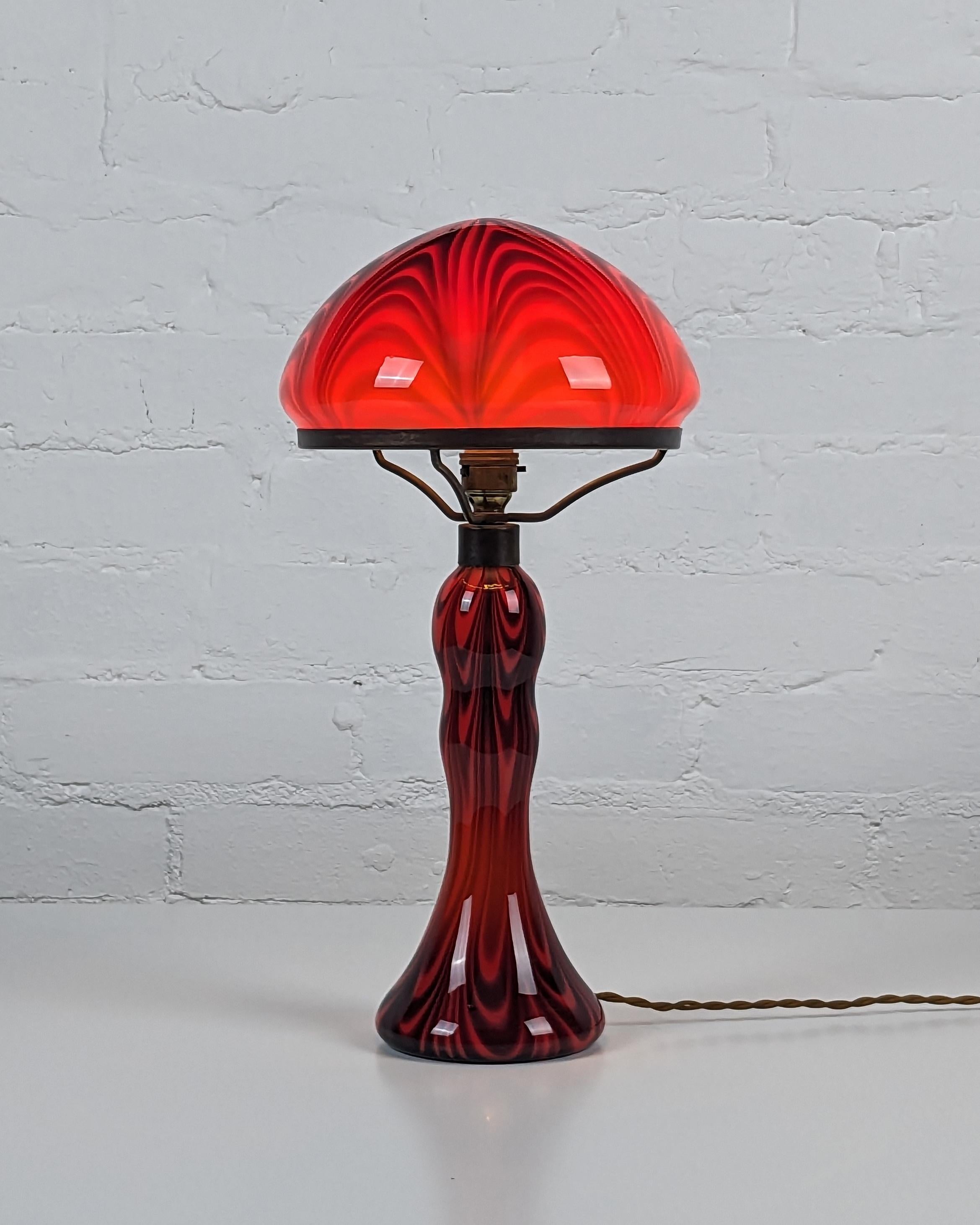Vintage glass table lamp in the style of La Rochere, 1960s mid-century, original In Good Condition For Sale In London, GB