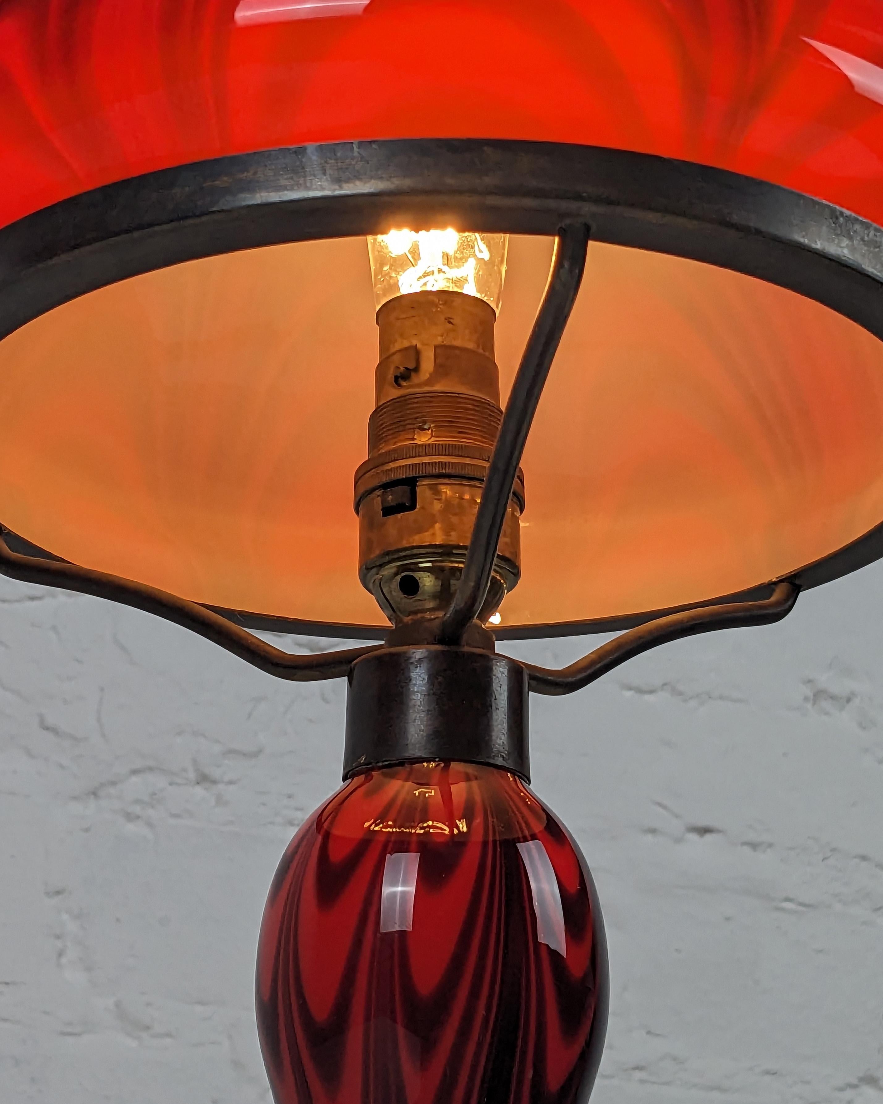 20th Century Vintage glass table lamp in the style of La Rochere, 1960s mid-century, original For Sale