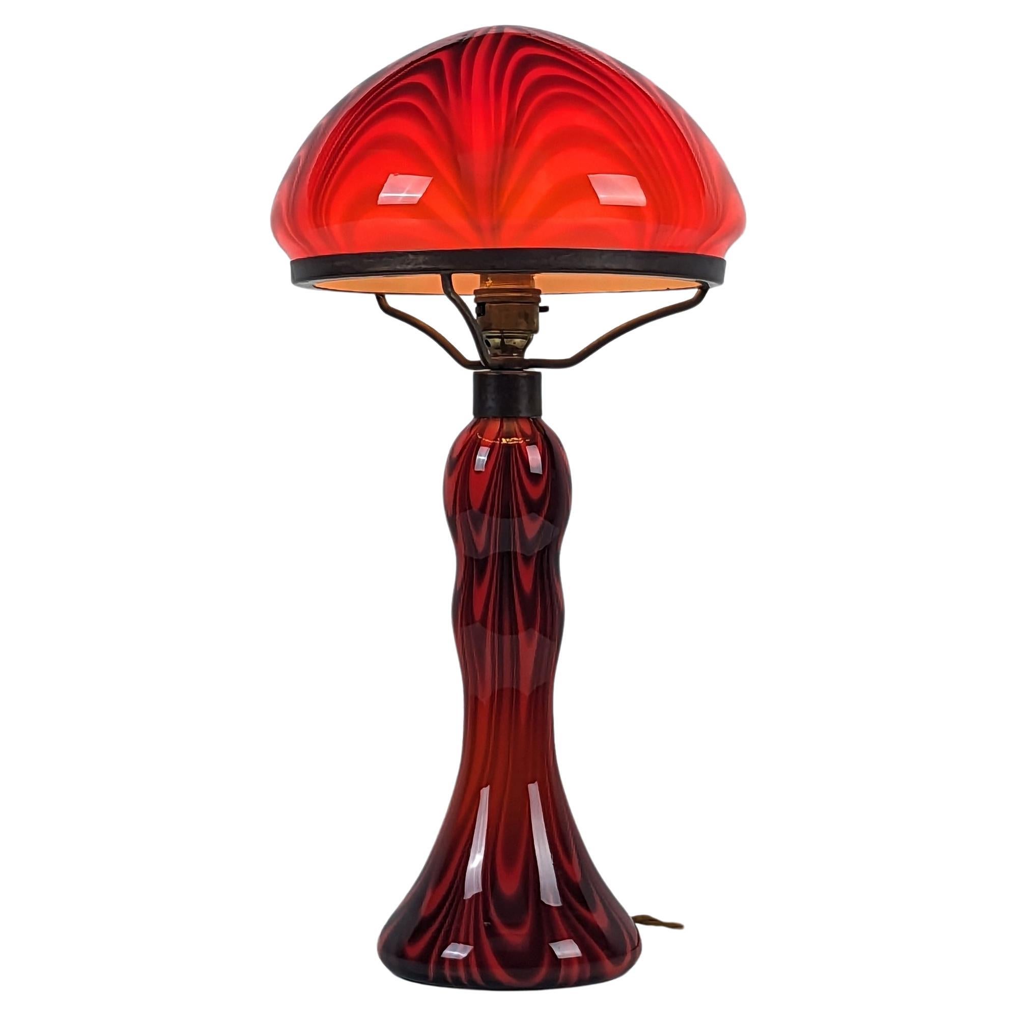Vintage glass table lamp in the style of La Rochere, 1960s mid-century, original For Sale
