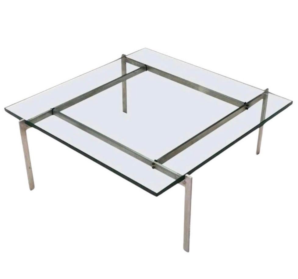 Danois Table en verre vintagePK61 conçue par Poul Kjaerholm pour E. Kold Christensen en vente