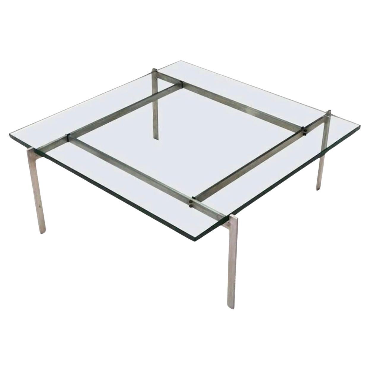 Table en verre vintagePK61 conçue par Poul Kjaerholm pour E. Kold Christensen