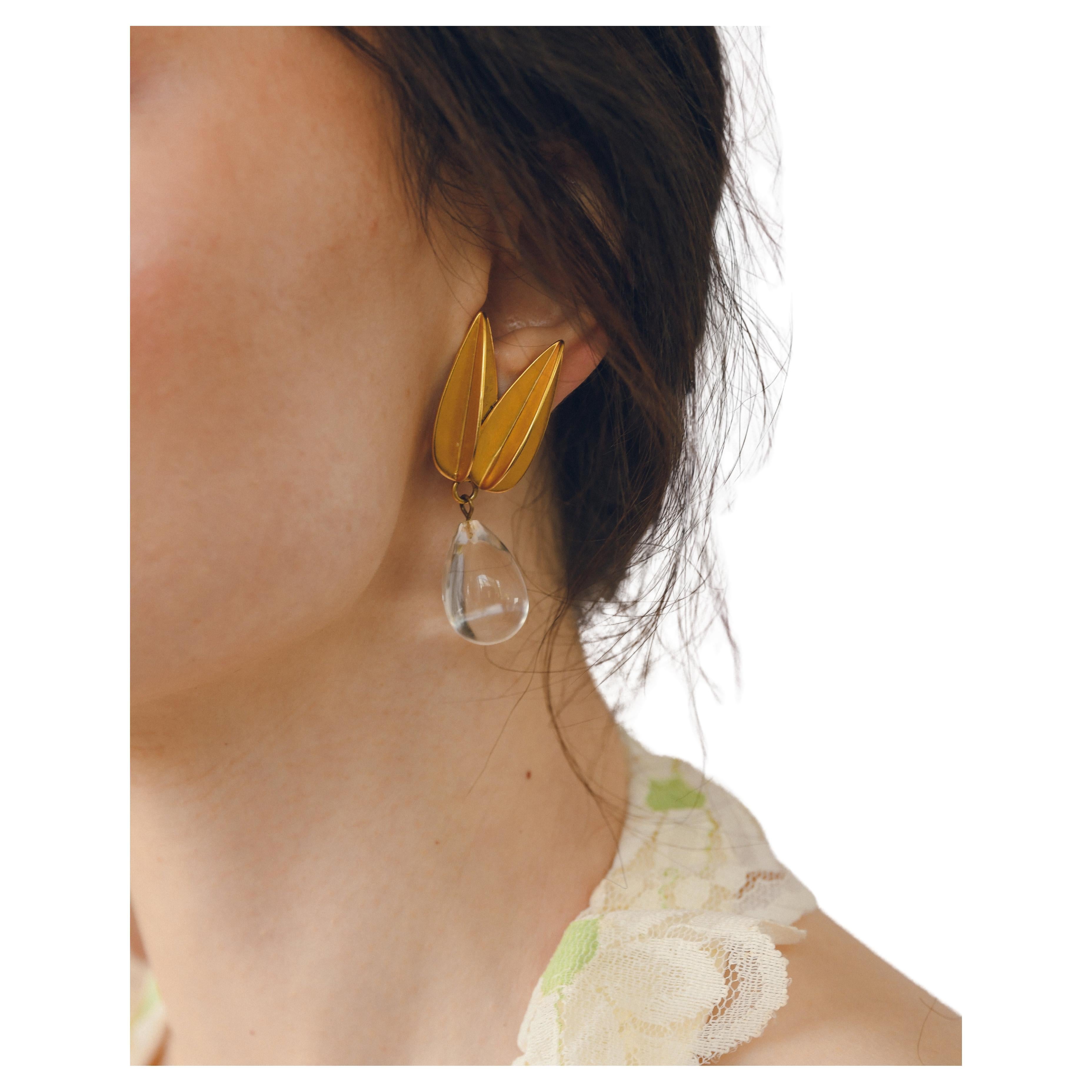 Teardrop-Ohrringe aus Glas im Vintage-Stil, Robert Lee Morris zugeschrieben