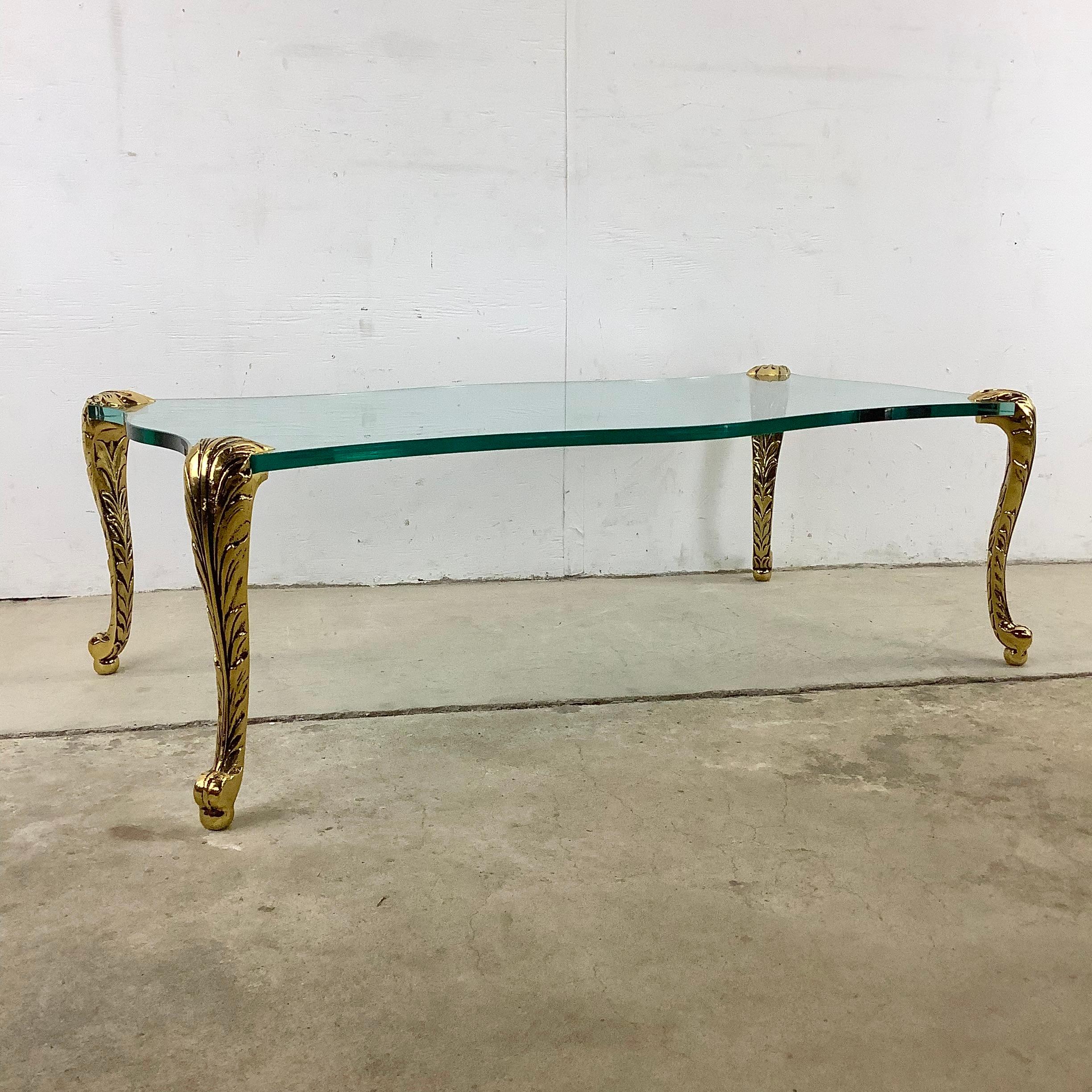 Other Vintage Glass Top and Gilt Leg Coffee Table - P.E. Guerin Style