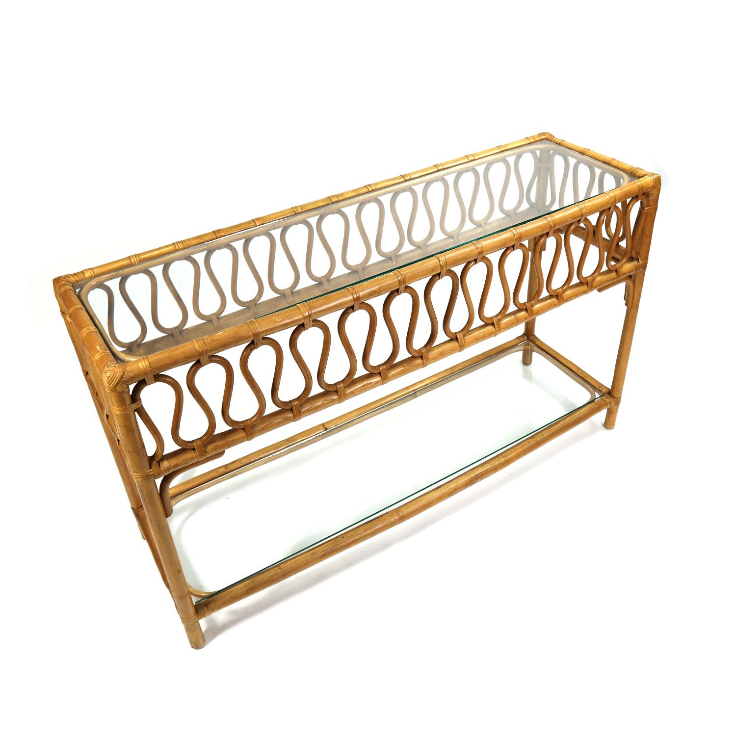 vintage rattan console table