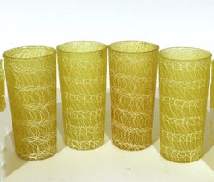 Vintage Glass Tumblers, Spaghetti String by Color Craft, A Sewt of Eight