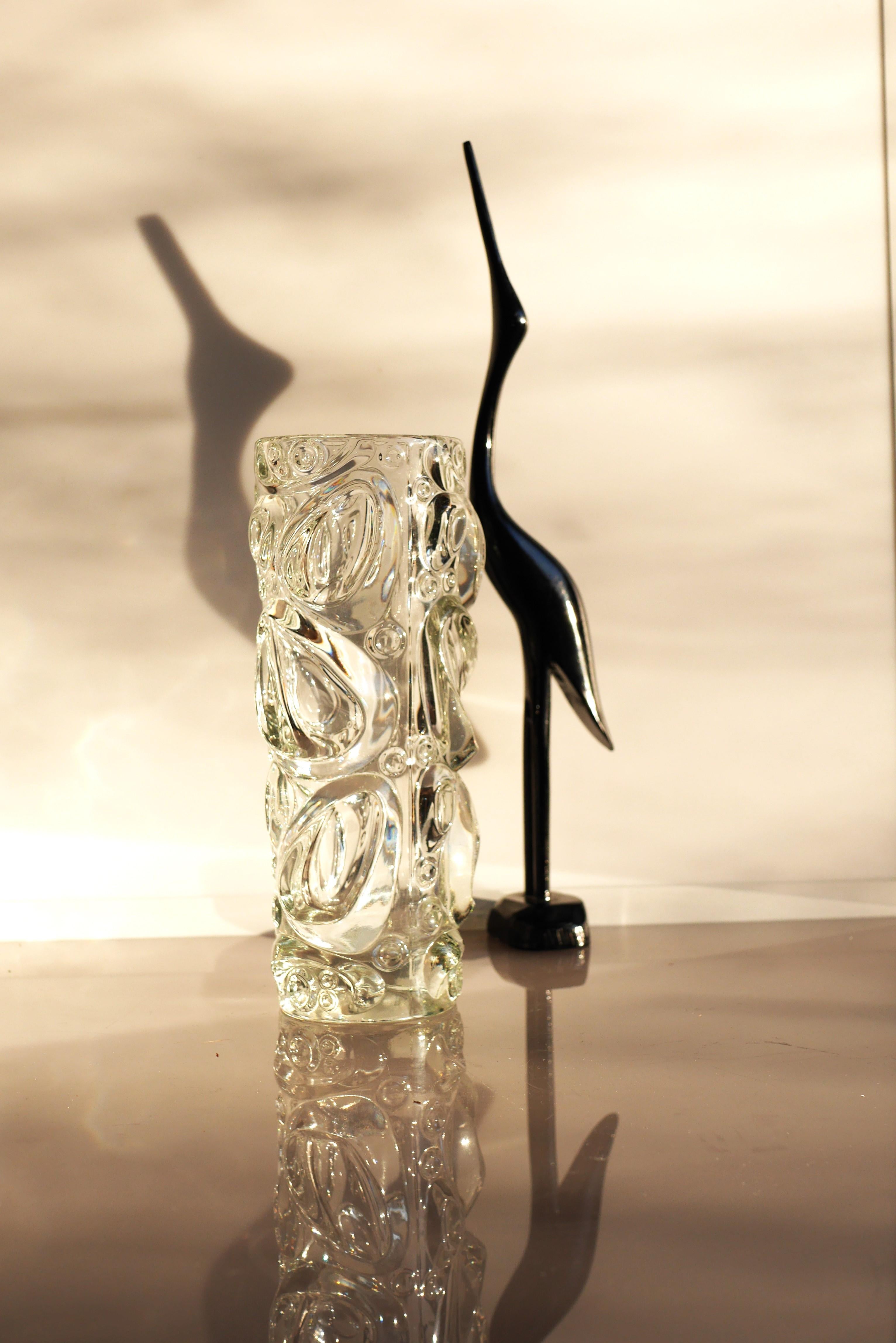 Mid-Century Modern Vase en verre vintage de Frantisek Peceny pour Sklo Union, République tchèque en vente