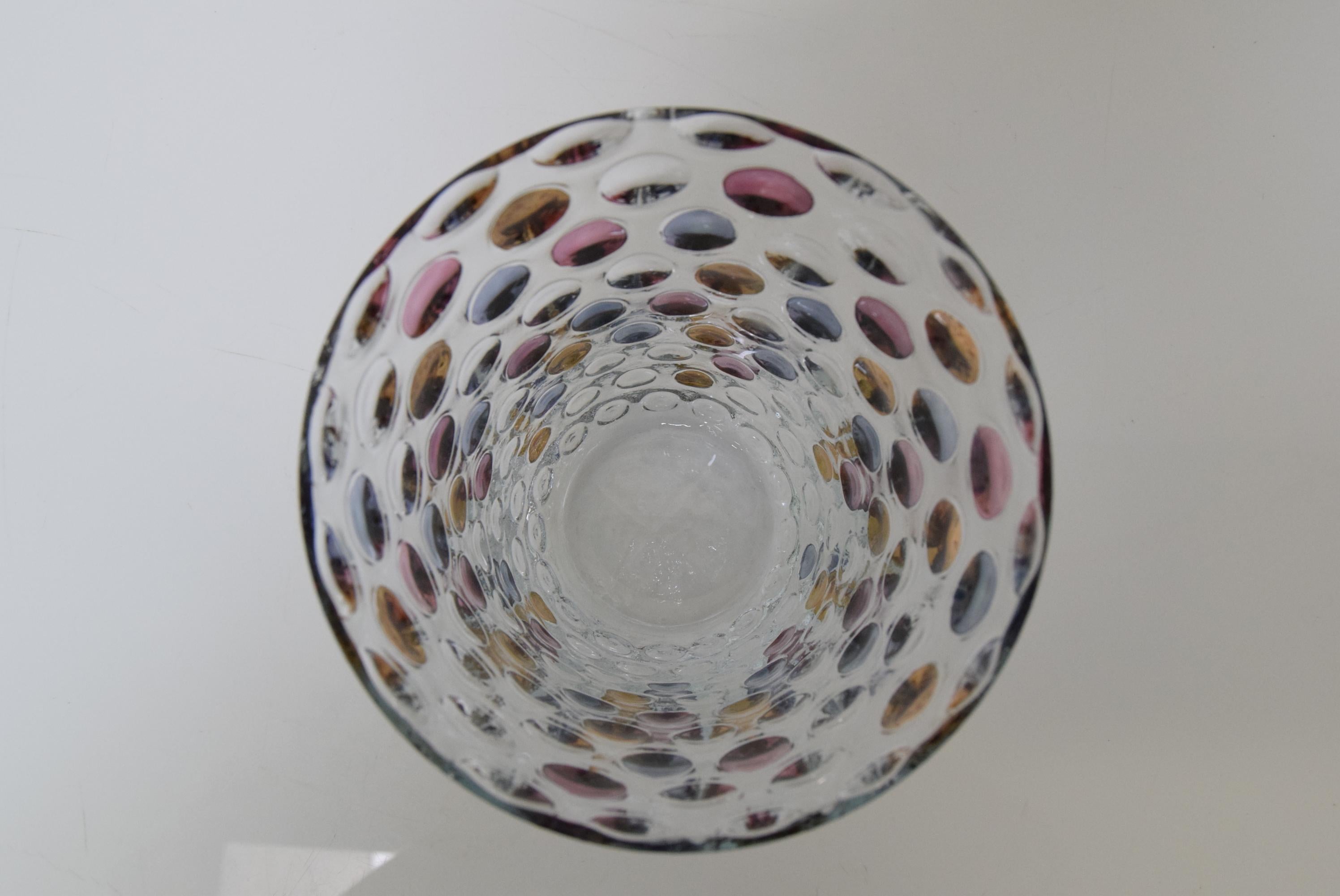 Mid-Century Modern Vintage Glass Vase, by Glasswork Novy Bor, 1950s