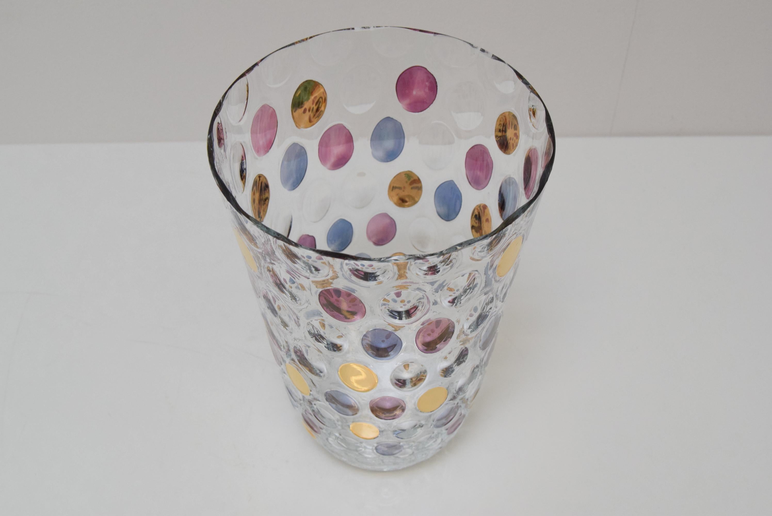 Czech Vintage Glass Vase, by Glasswork Novy Bor, 1950s