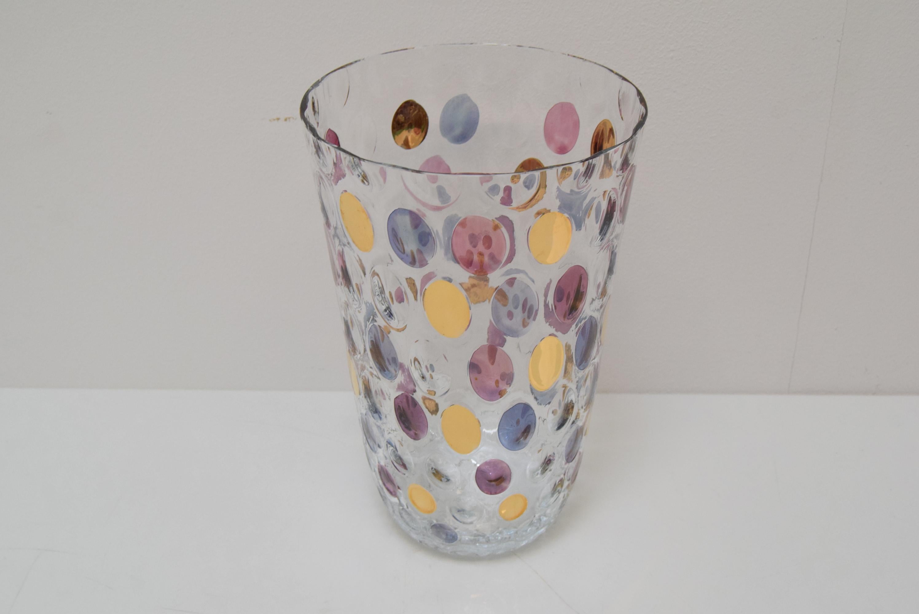 Vintage Glass Vase, by Glasswork Novy Bor, 1950s In Good Condition In Praha, CZ