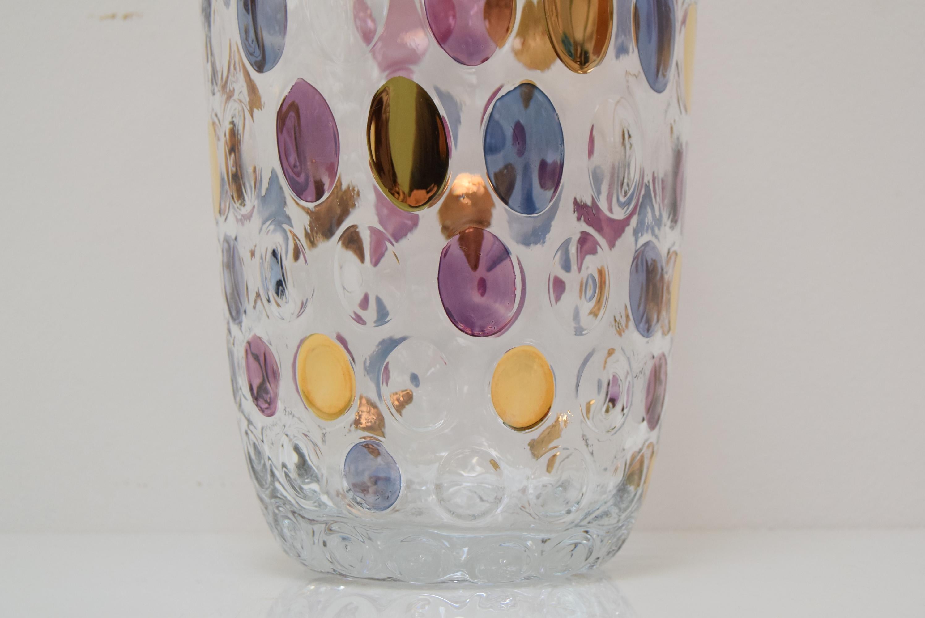 Mid-20th Century Vintage Glass Vase, by Glasswork Novy Bor, 1950s