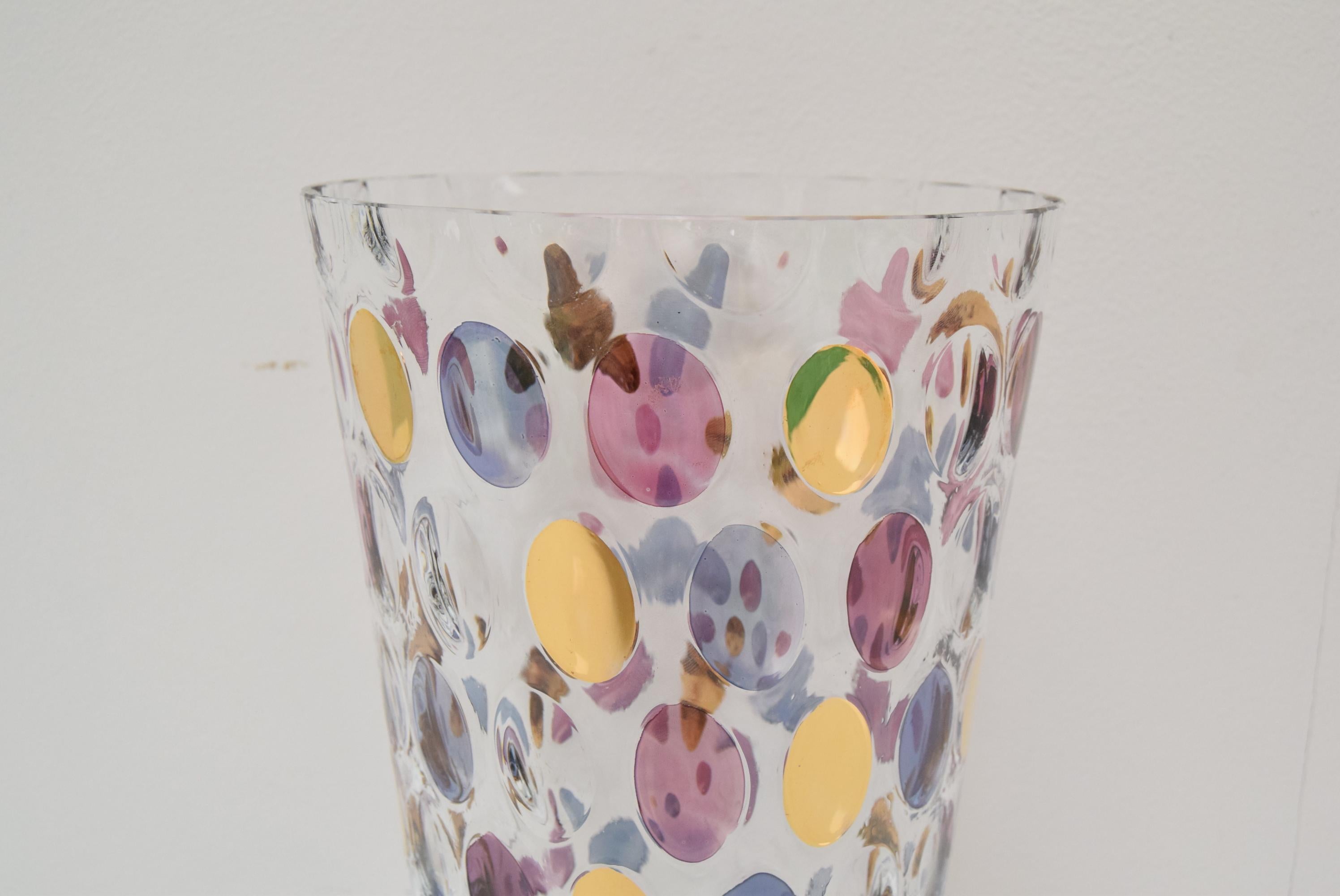 Vintage Glass Vase, by Glasswork Novy Bor, 1950s 1